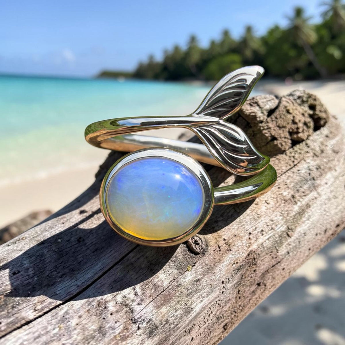 1.7ct Coober Pedy Opal Ring ~ 'Blue Whale Twilight' | 925 Sterling Silver | Solid Australian Opal