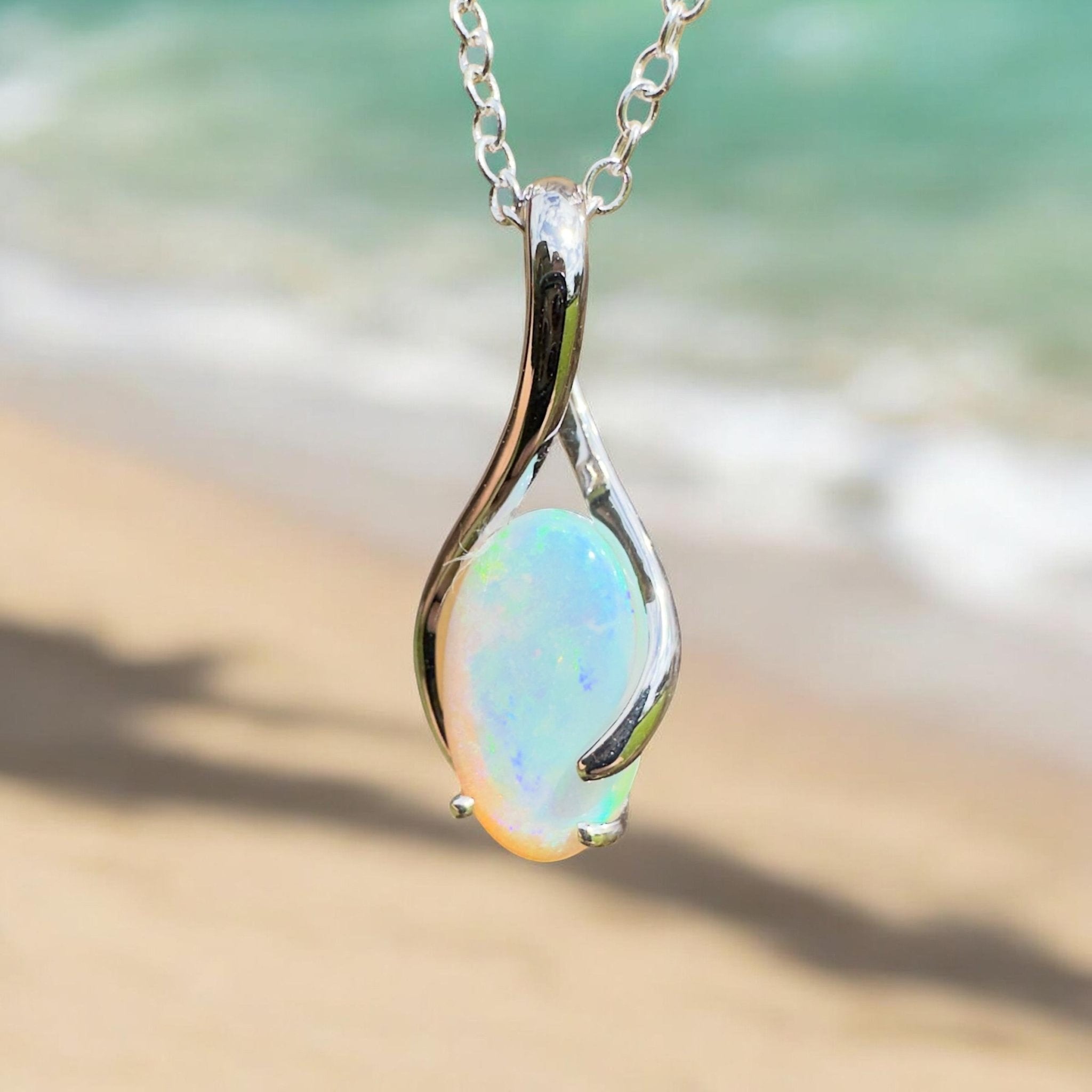 1.8ct Coober Pedy Crystal Opal Pendant Necklace ~ 'Mossman Wildfire' | 925 Sterling Silver | Solid Australian Opal