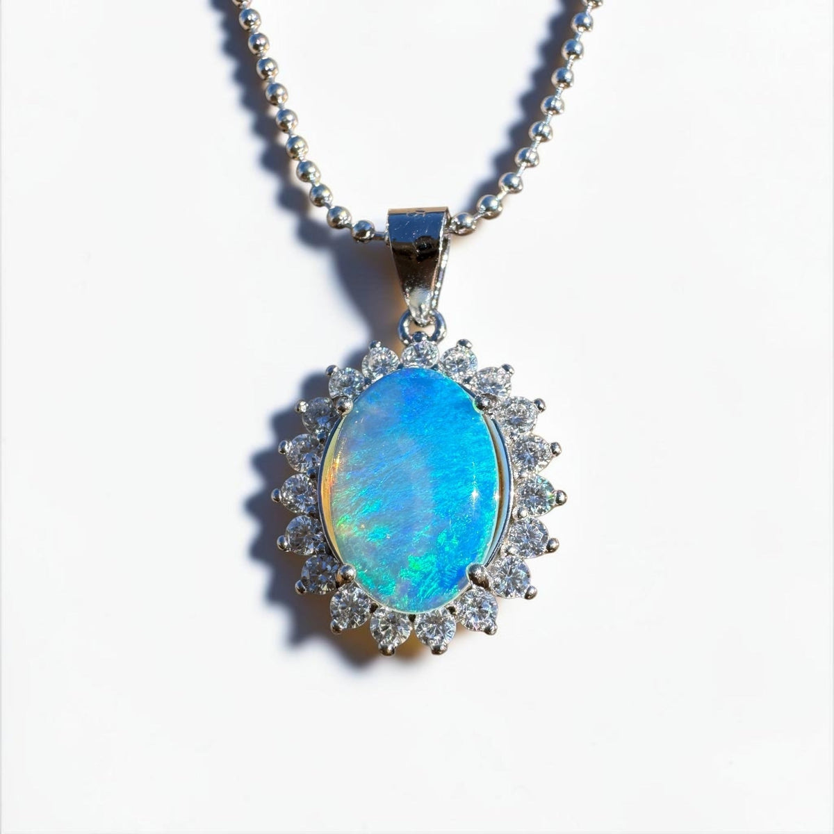 1.8ct Coober Pedy Crystal Opal Pendant Necklace ~ 'Porongurup Blues' | 925 Sterling Silver | Solid Australian Opal