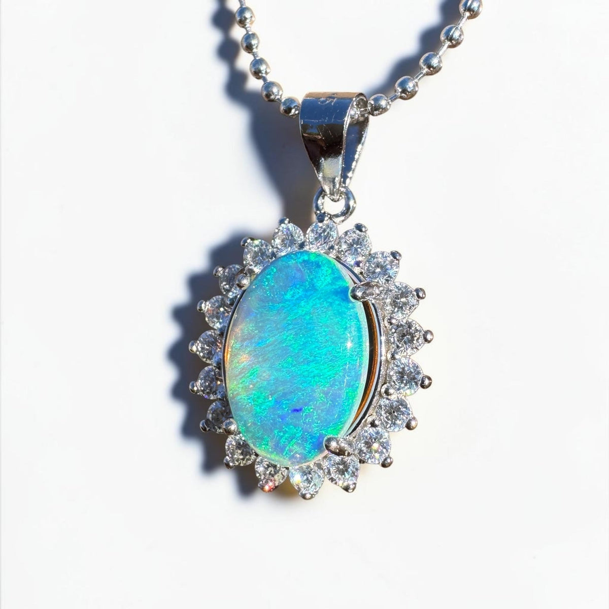 1.8ct Coober Pedy Crystal Opal Pendant Necklace ~ 'Porongurup Blues' | 925 Sterling Silver | Solid Australian Opal