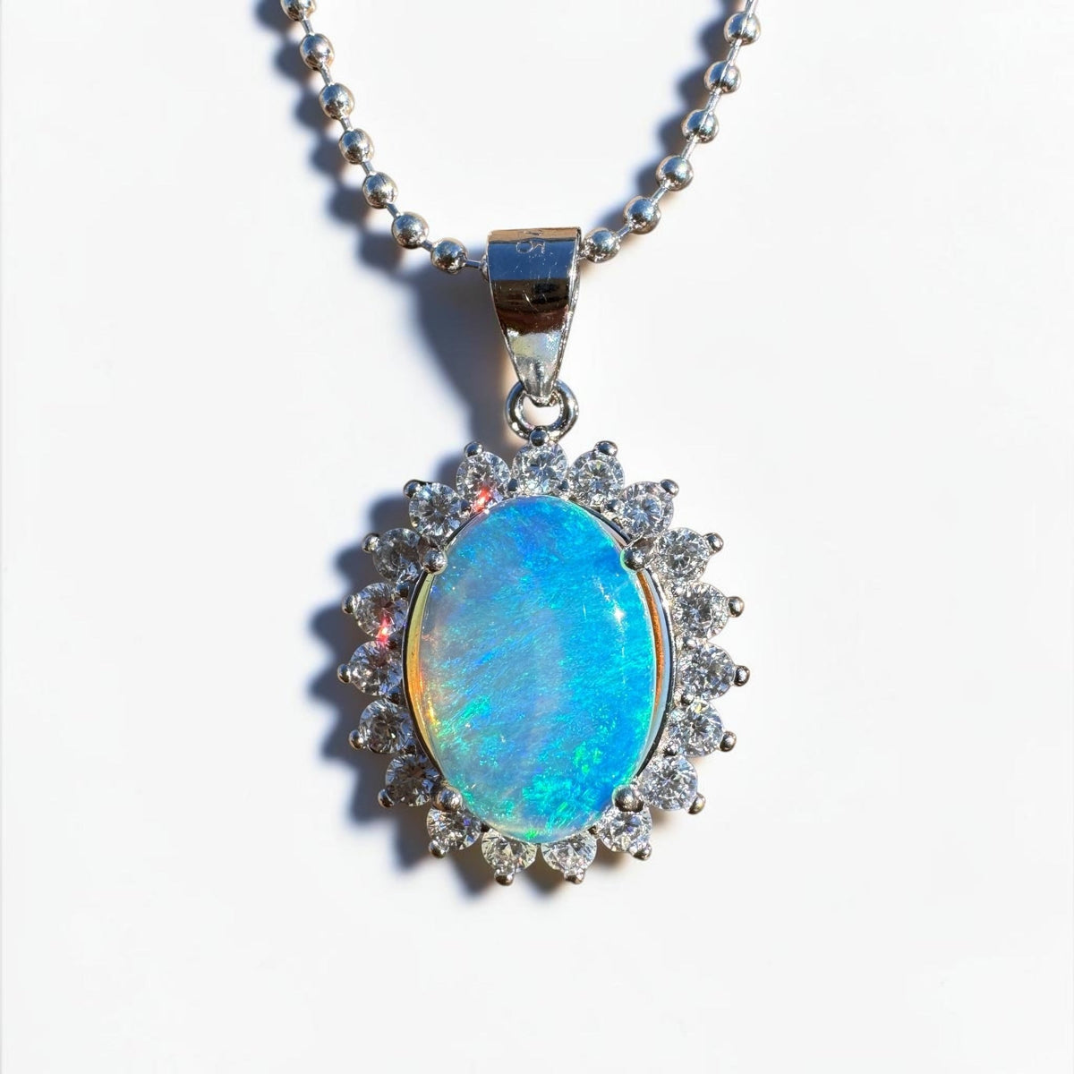 1.8ct Coober Pedy Crystal Opal Pendant Necklace ~ 'Porongurup Blues' | 925 Sterling Silver | Solid Australian Opal
