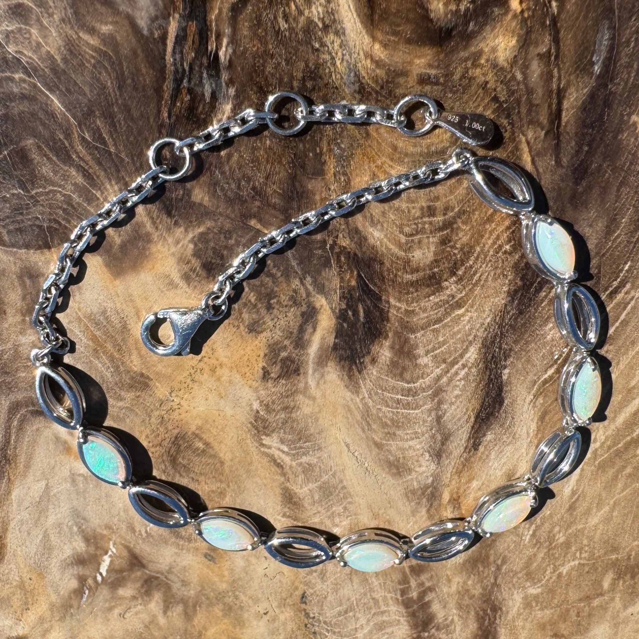 1.8ct Coober Pedy Opal Bracelet ~ 'Snowy River Light' | 925 Sterling Silver | Solid Australian Opal