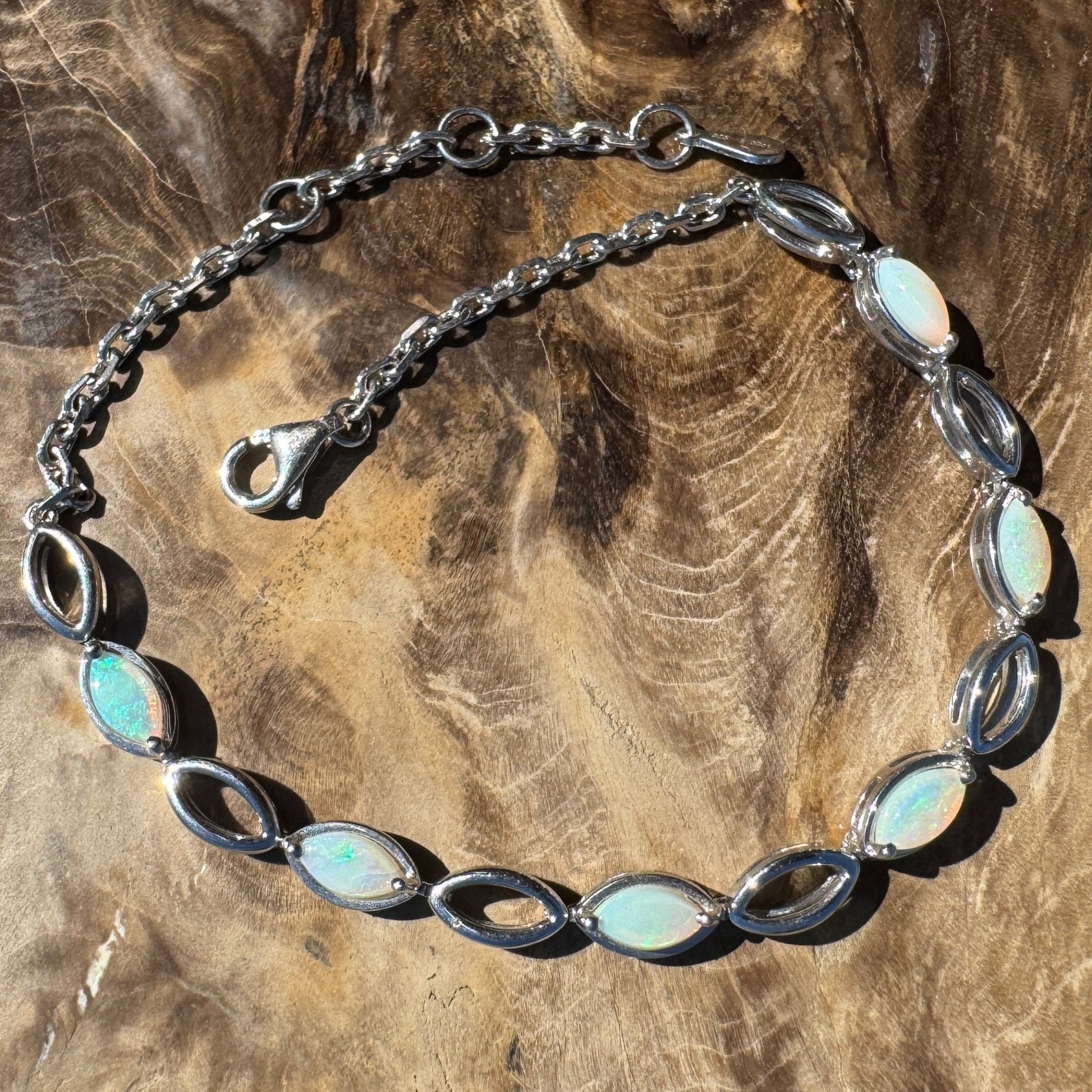 1.8ct Coober Pedy Opal Bracelet ~ 'Snowy River Light' | 925 Sterling Silver | Solid Australian Opal