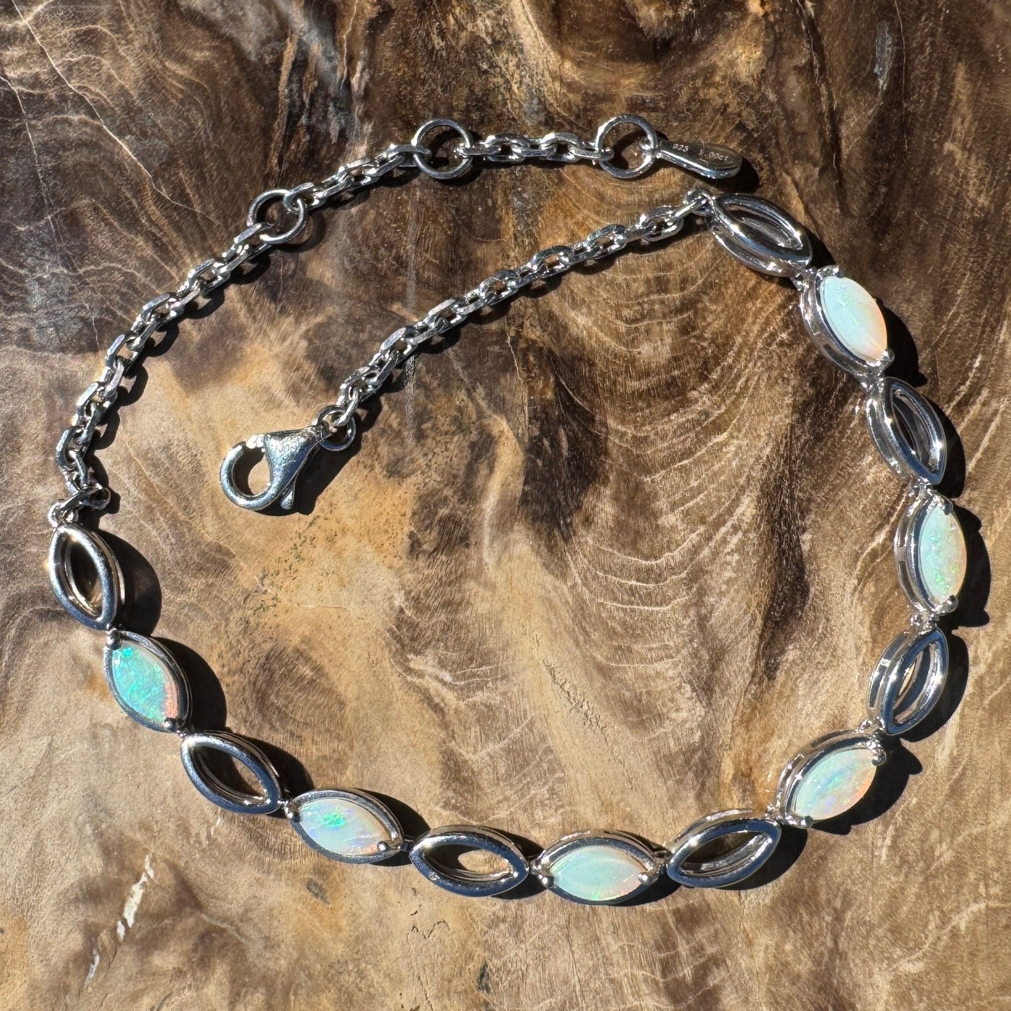 1.8ct Coober Pedy Opal Bracelet ~ 'Snowy River Light' | 925 Sterling Silver | Solid Australian Opal
