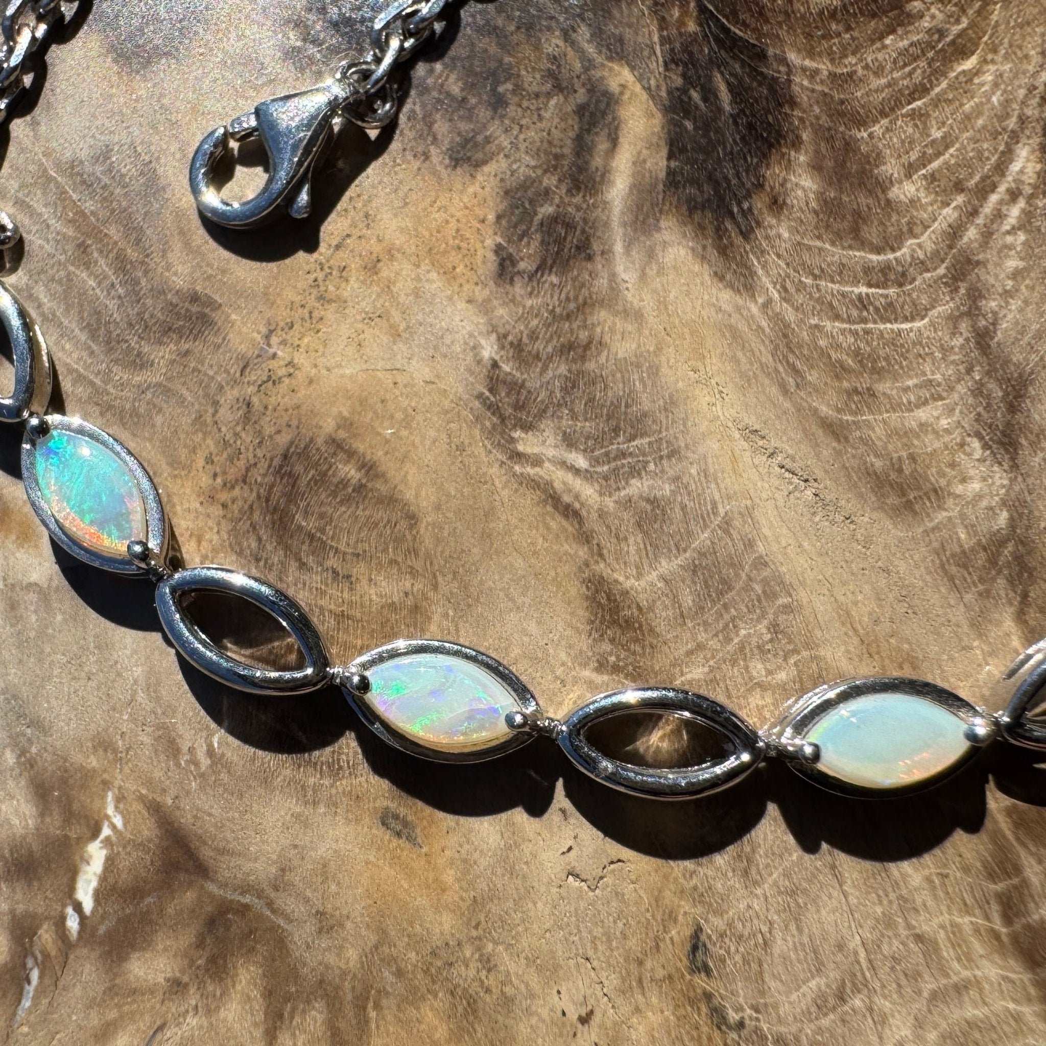 1.8ct Coober Pedy Opal Bracelet ~ 'Snowy River Light' | 925 Sterling Silver | Solid Australian Opal