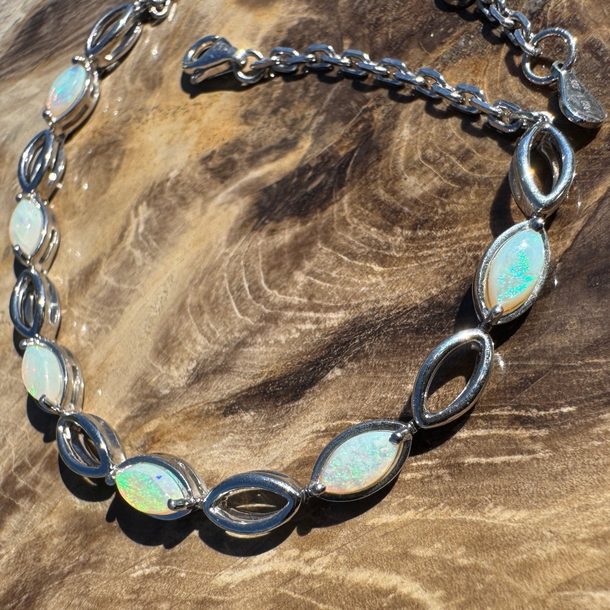 1.8ct Coober Pedy Opal Bracelet ~ 'Snowy River Light' | 925 Sterling Silver | Solid Australian Opal