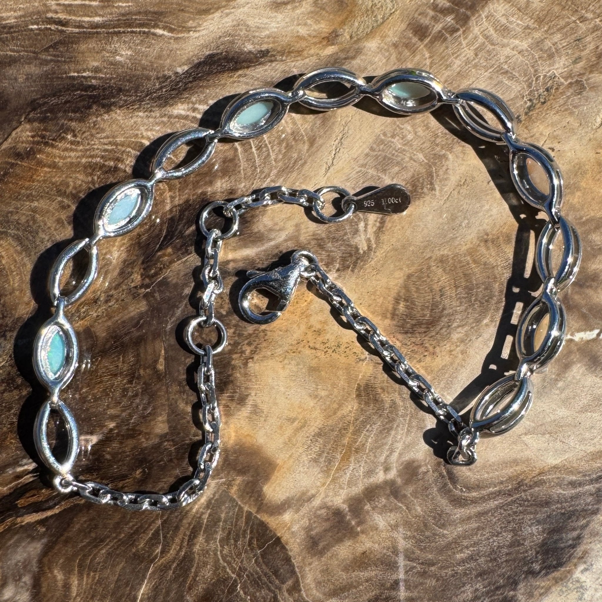 1.8ct Coober Pedy Opal Bracelet ~ 'Snowy River Light' | 925 Sterling Silver | Solid Australian Opal