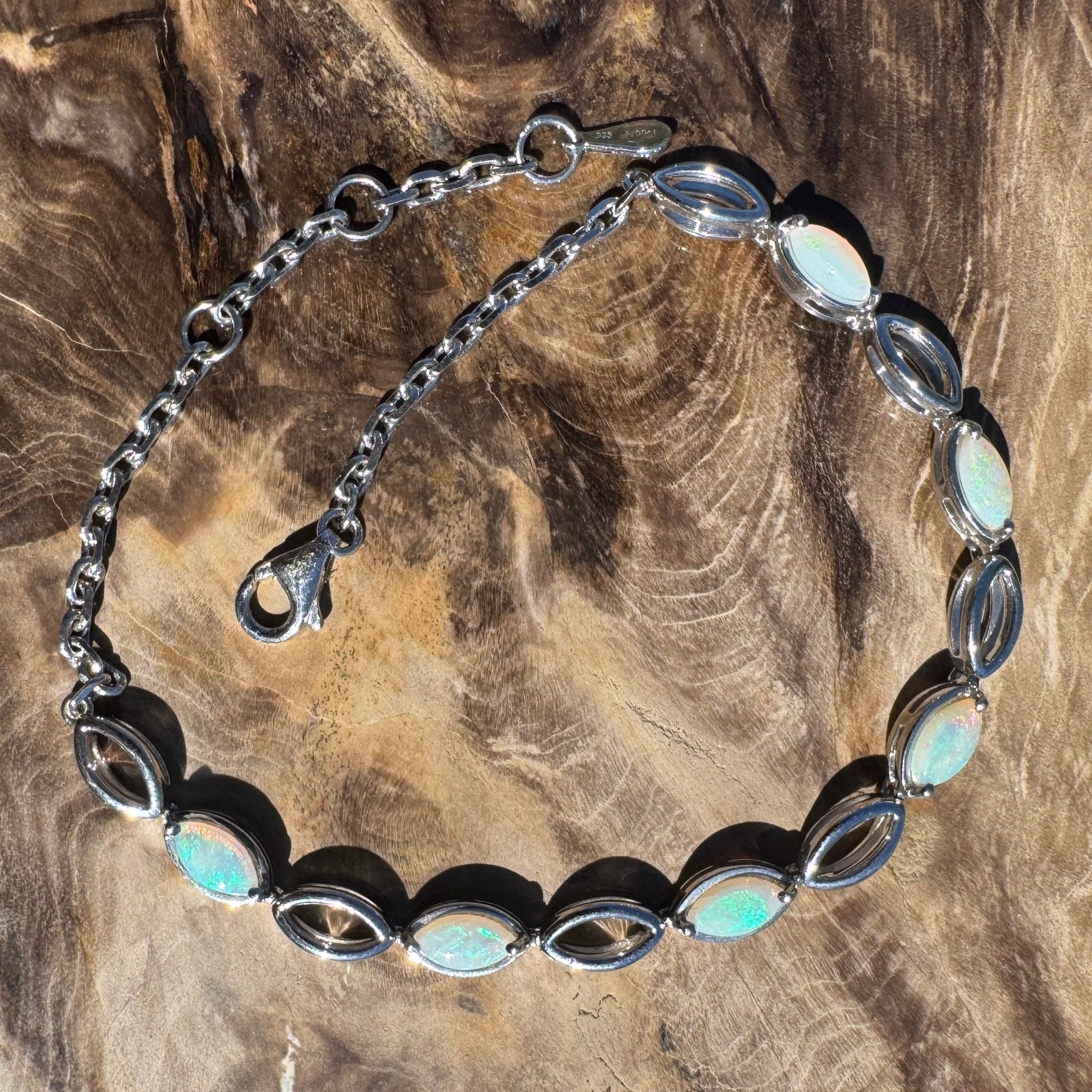1.8ct Coober Pedy Opal Bracelet ~ 'Snowy River Light' | 925 Sterling Silver | Solid Australian Opal