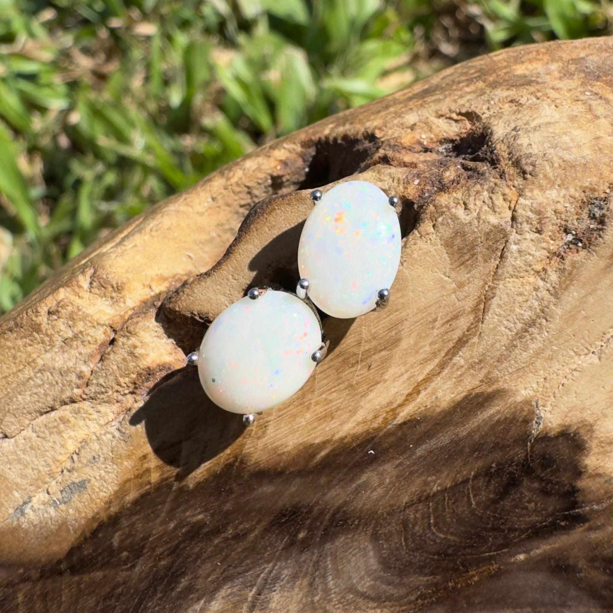 1.8ct Coober Pedy Opal Earrings ~ 'Port Stephen’s Shimmer' | 925 Sterling Silver | Solid Australian Opal