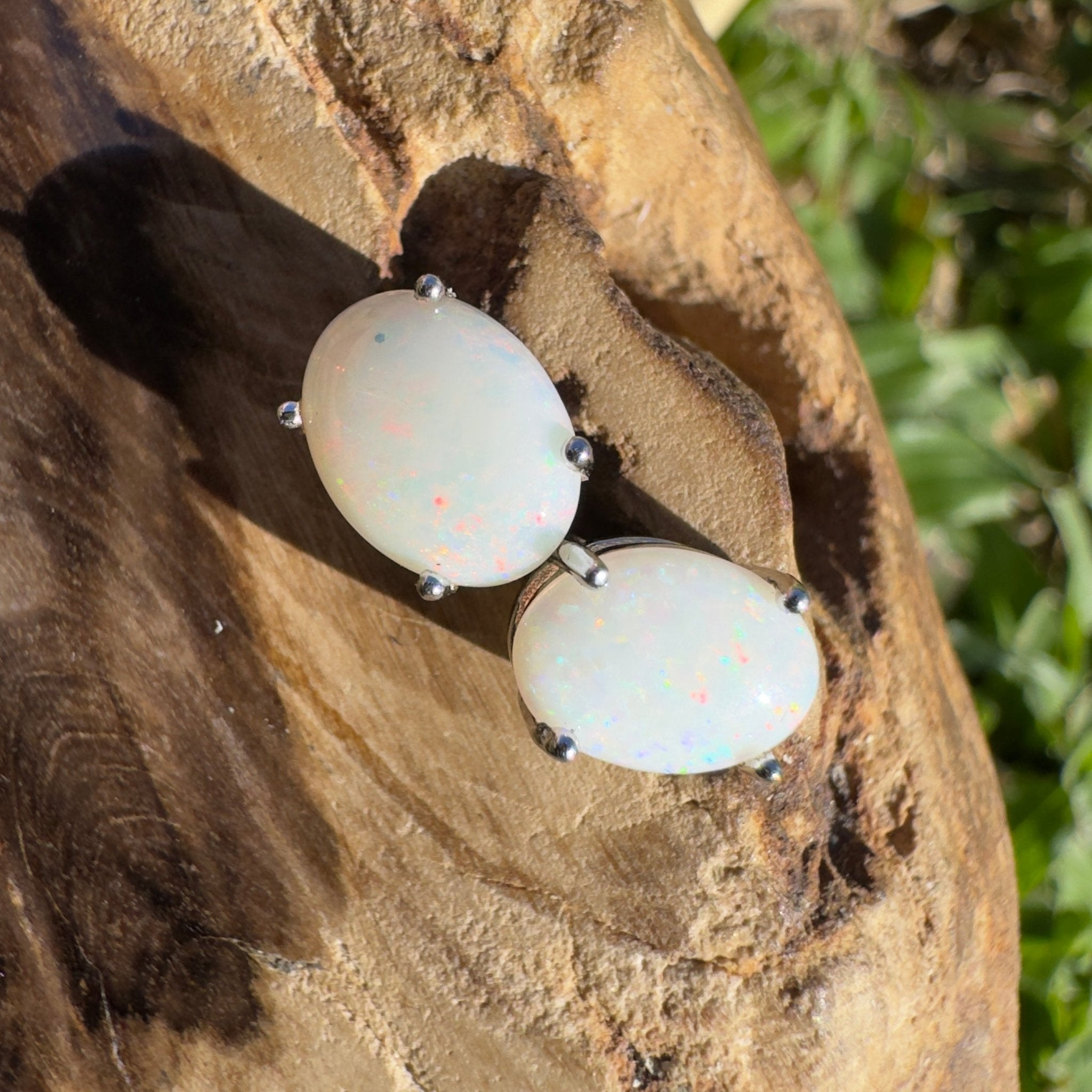 1.8ct Coober Pedy Opal Earrings ~ 'Port Stephen’s Shimmer' | 925 Sterling Silver | Solid Australian Opal