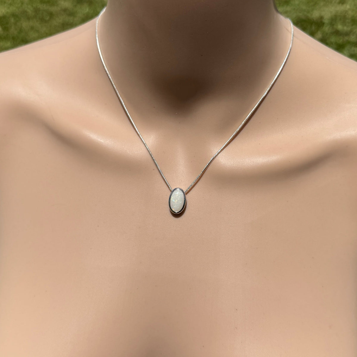 1.8ct Coober Pedy Opal Pendant Necklace ~ 'Anglesea Light' | 925 Sterling Silver | Solid Australian Opal