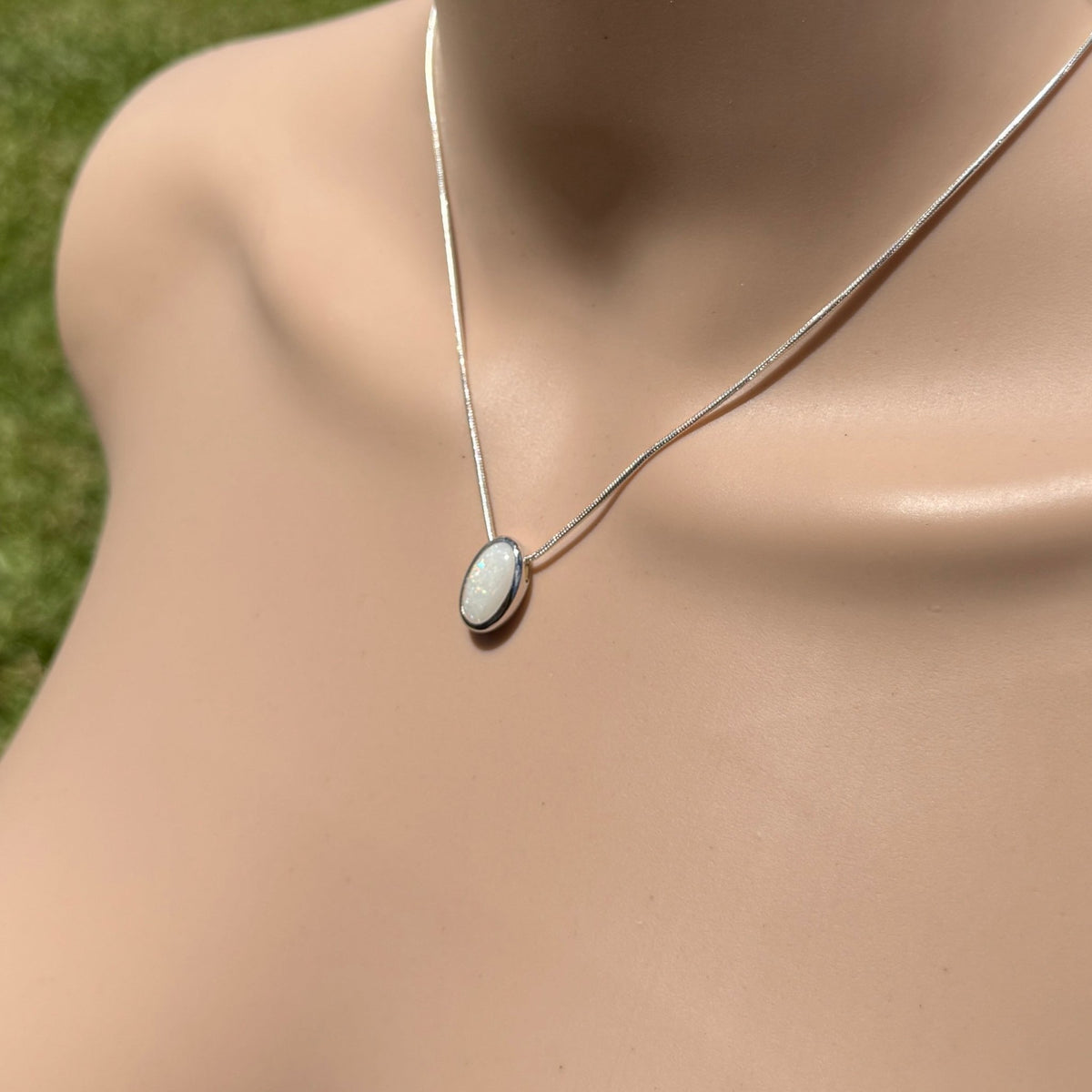 1.8ct Coober Pedy Opal Pendant Necklace ~ 'Anglesea Light' | 925 Sterling Silver | Solid Australian Opal