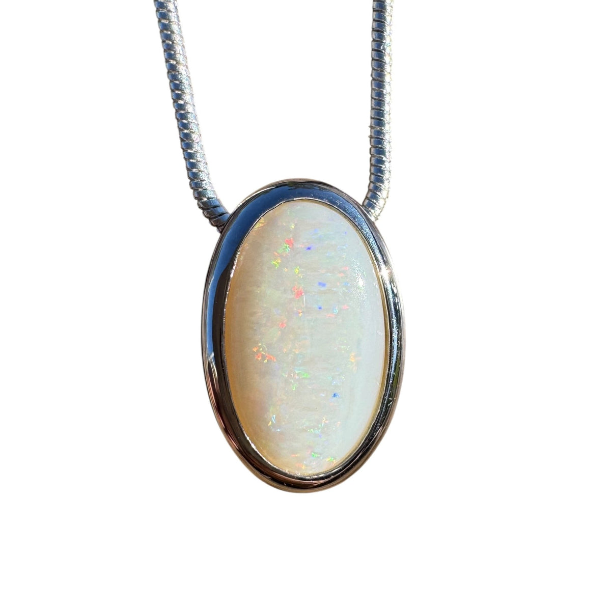 1.8ct Coober Pedy Opal Pendant Necklace ~ 'Anglesea Light' | 925 Sterling Silver | Solid Australian Opal