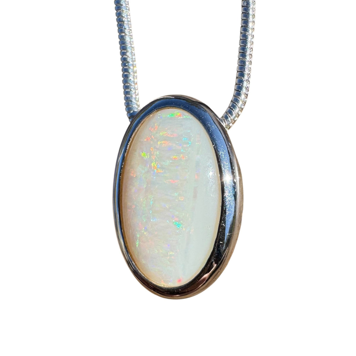 1.8ct Coober Pedy Opal Pendant Necklace ~ 'Anglesea Light' | 925 Sterling Silver | Solid Australian Opal