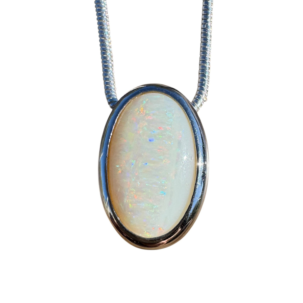1.8ct Coober Pedy Opal Pendant Necklace ~ 'Anglesea Light' | 925 Sterling Silver | Solid Australian Opal