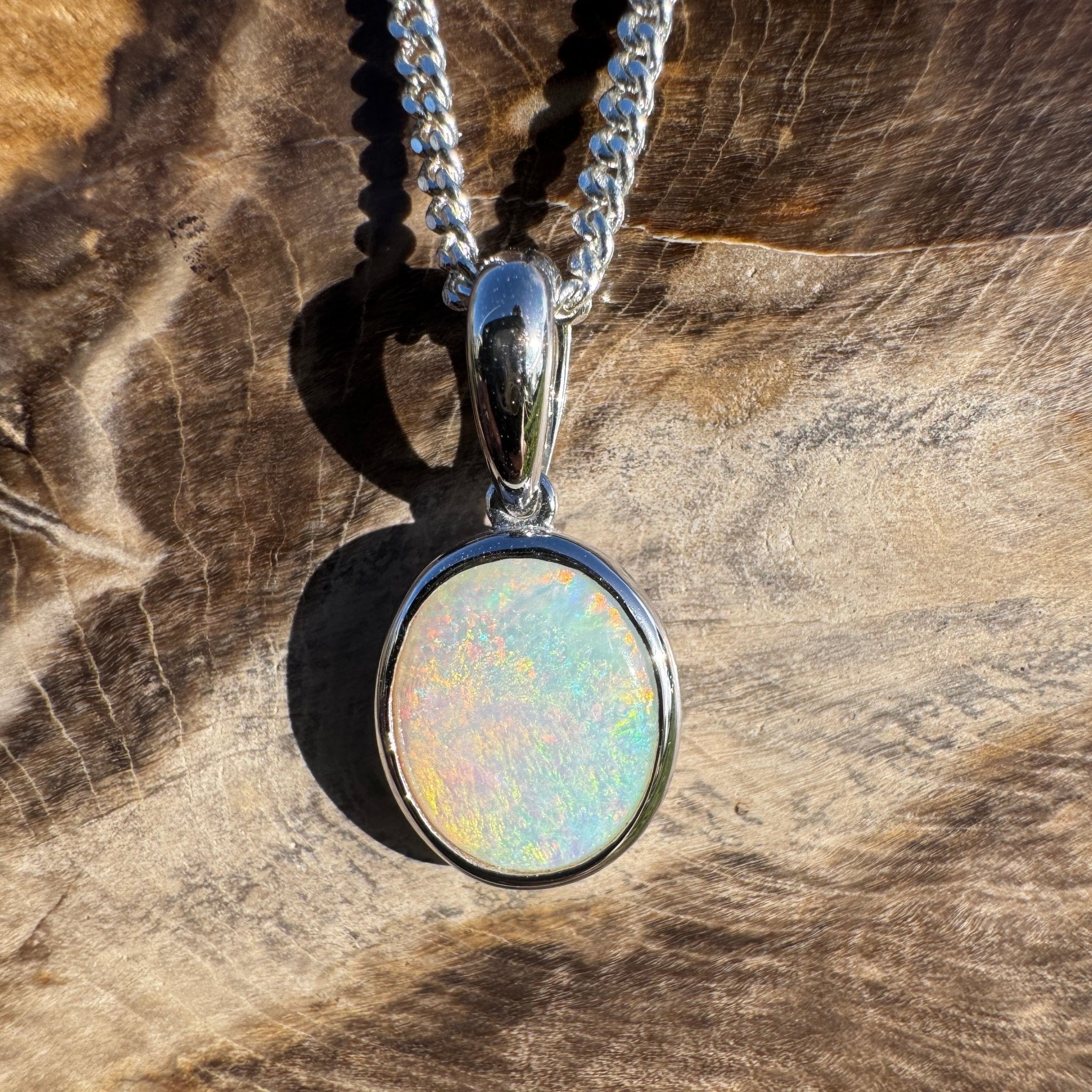 1.8ct Coober Pedy Opal Pendant Necklace ~ 'Brachina Gorge Flame' | 925 Sterling Silver | Solid Australian Opal