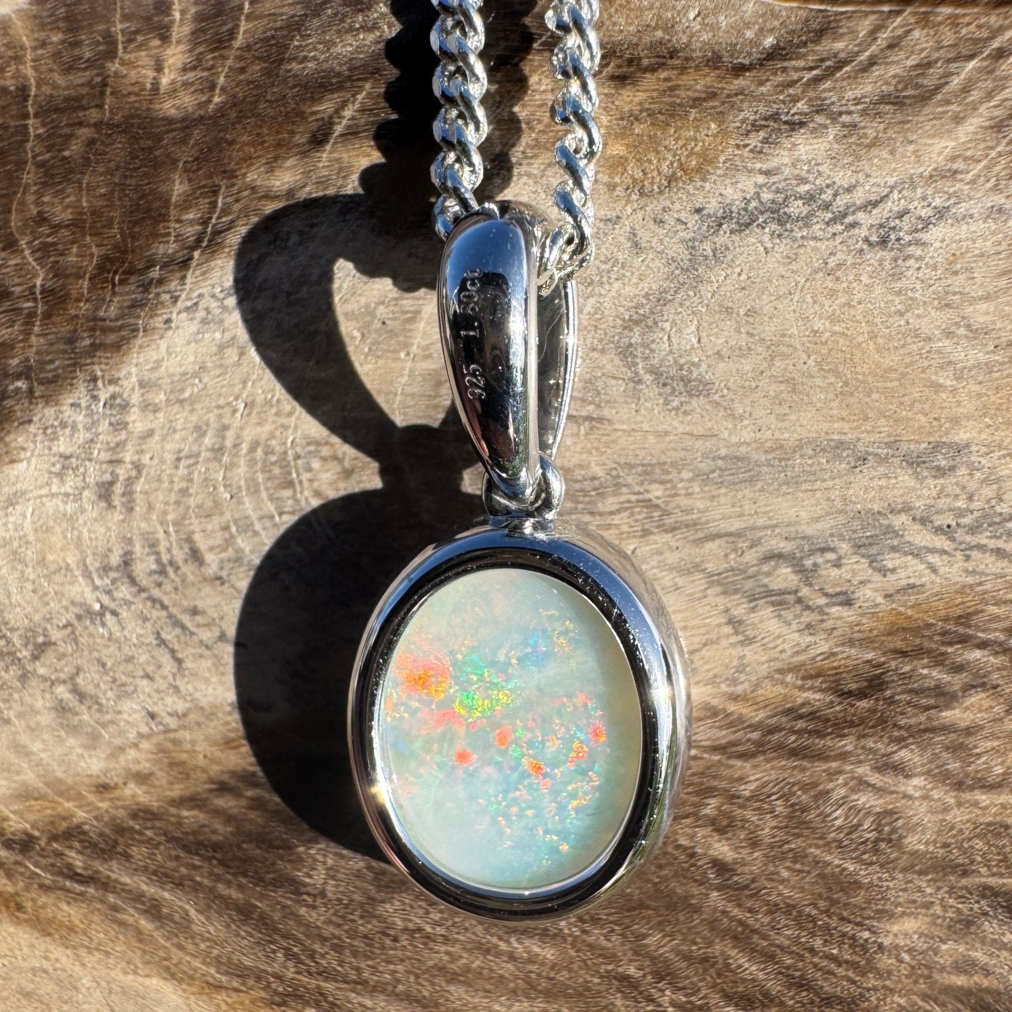 1.8ct Coober Pedy Opal Pendant Necklace ~ 'Brachina Gorge Flame' | 925 Sterling Silver | Solid Australian Opal