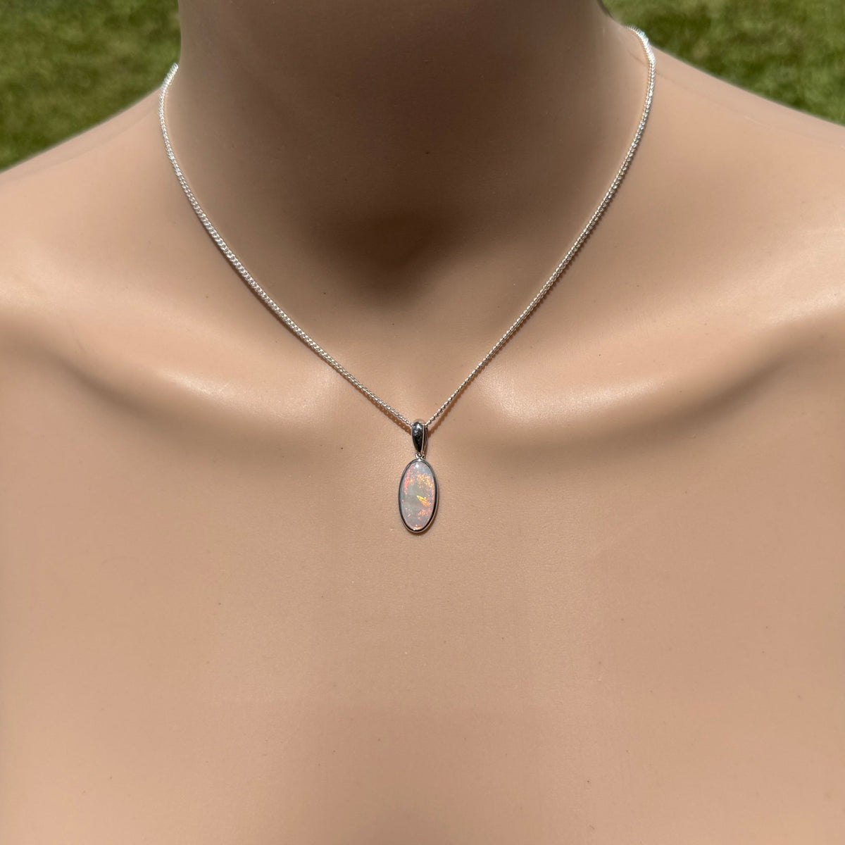 1.8ct Coober Pedy Opal Pendant Necklace ~ 'Edeowie Aurora' | 925 Sterling Silver | Solid Australian Opal