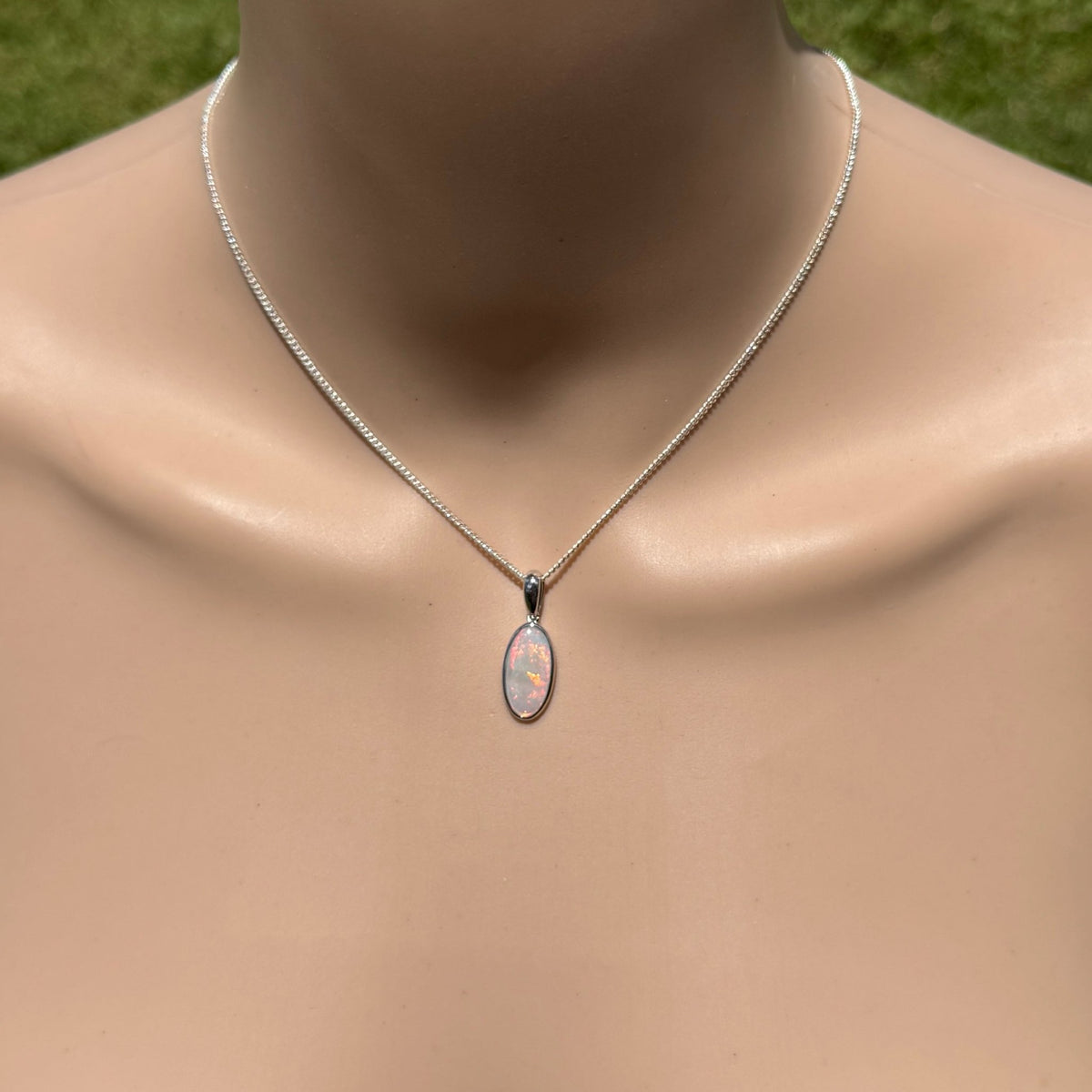 1.8ct Coober Pedy Opal Pendant Necklace ~ 'Edeowie Aurora' | 925 Sterling Silver | Solid Australian Opal