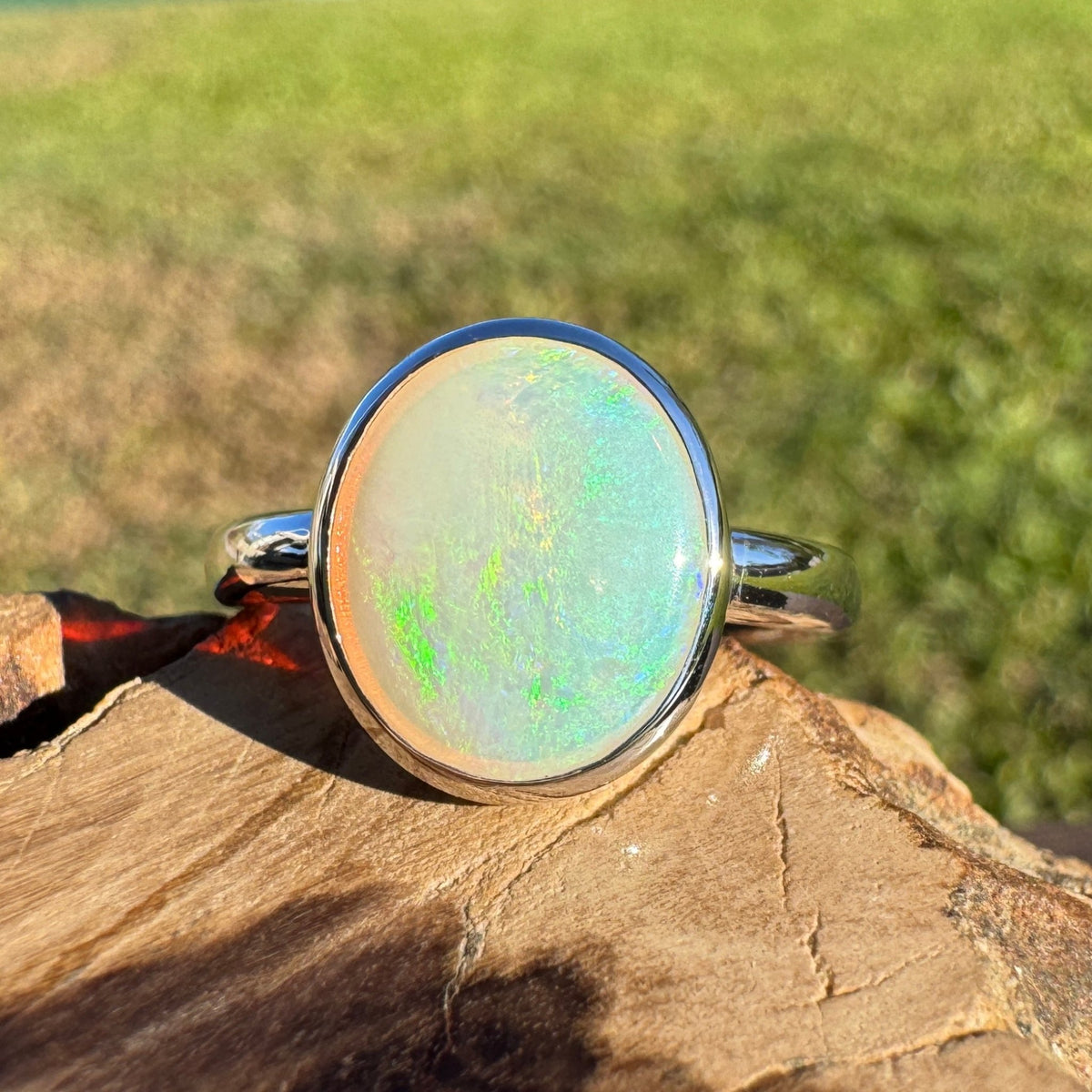 1.8ct Coober Pedy Opal Ring ~ 'Coffin Bay Blues' | 925 Sterling Silver | Solid Australian Opal