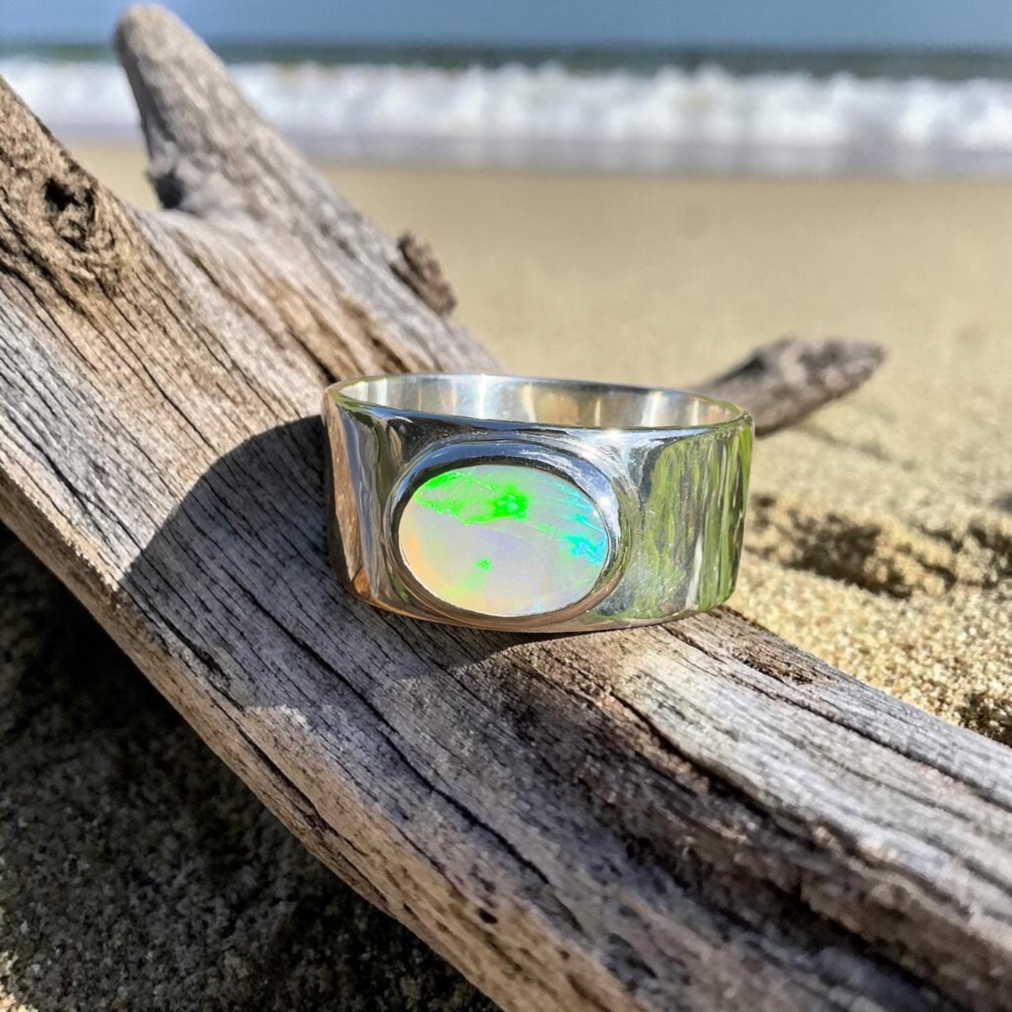 1.8ct Lightning Ridge Opal Ring ~ 'Gippsland Glow' | 925 Sterling Silver | Solid Australian Opal