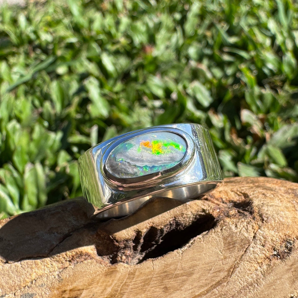 1.8ct Lightning Ridge Semi Black Opal Ring ~ 'Geikie Gorge Twilight' | 925 Sterling Silver | Solid Australian Opal