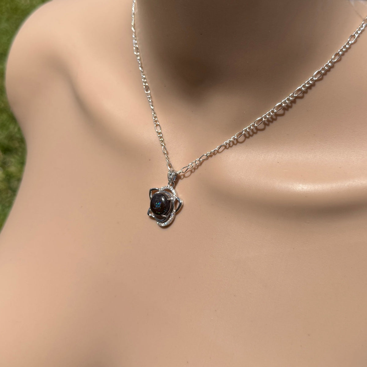 1.8ct Queensland Opal Pendant Necklace ~ 'Cape Otway Fire' | 925 Sterling Silver | Solid Australian Opal