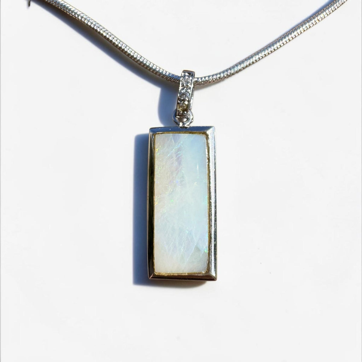 1.95ct Coober Pedy Opal Pendant Necklace ~ 'Boulia Blaze' | 925 Sterling Silver | Solid Australian Opal