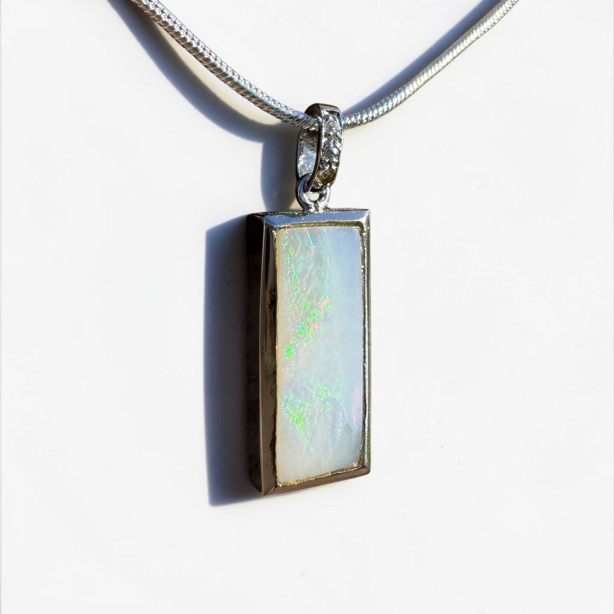 1.95ct Coober Pedy Opal Pendant Necklace ~ 'Boulia Blaze' | 925 Sterling Silver | Solid Australian Opal