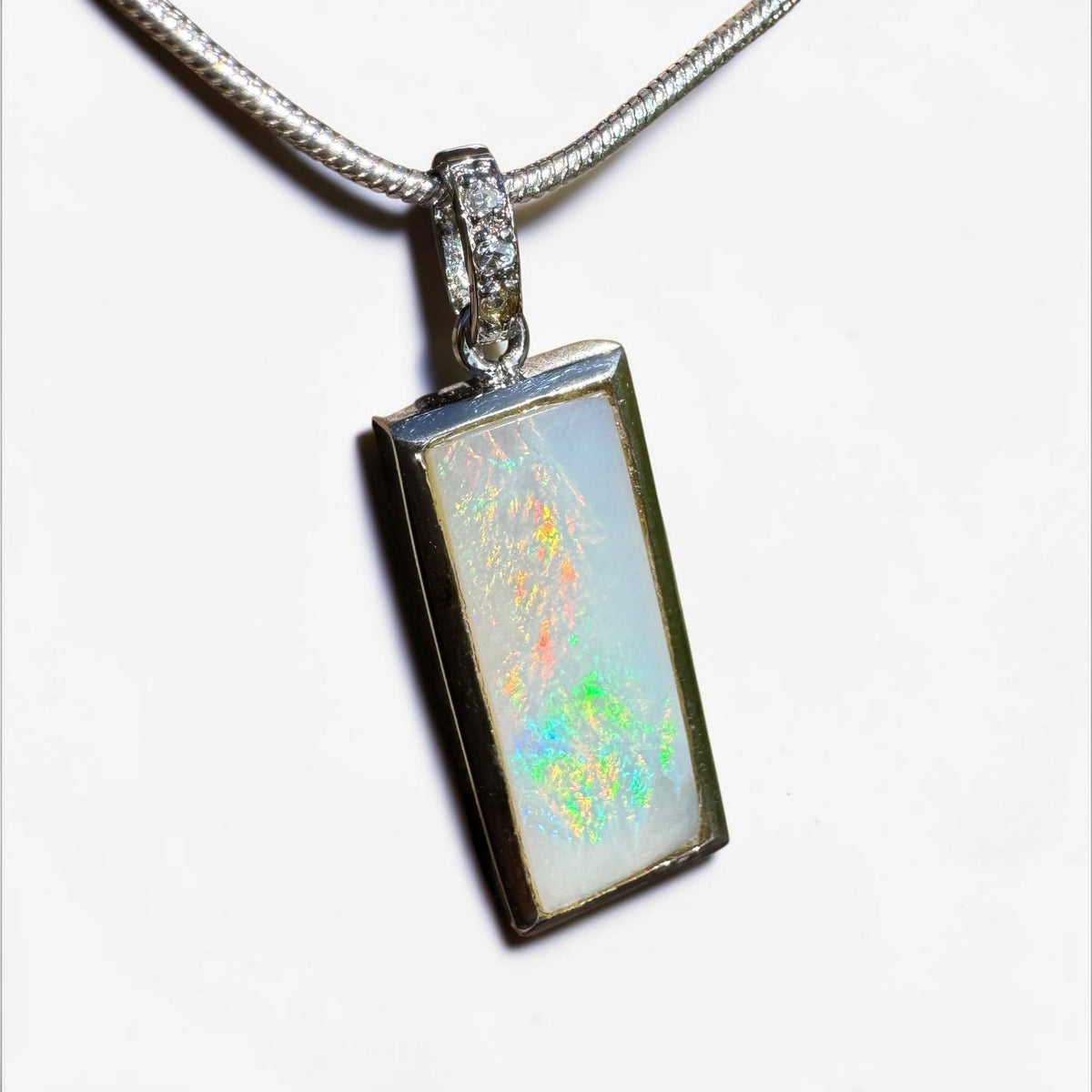1.95ct Coober Pedy Opal Pendant Necklace ~ 'Boulia Blaze' | 925 Sterling Silver | Solid Australian Opal