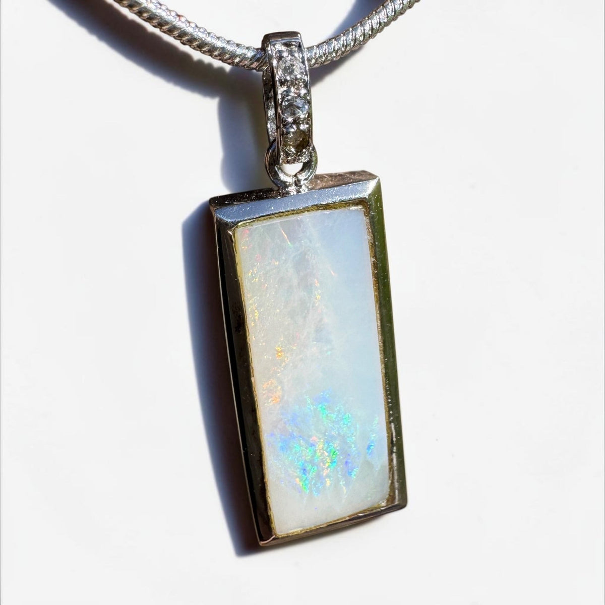 1.95ct Coober Pedy Opal Pendant Necklace ~ 'Boulia Blaze' | 925 Sterling Silver | Solid Australian Opal
