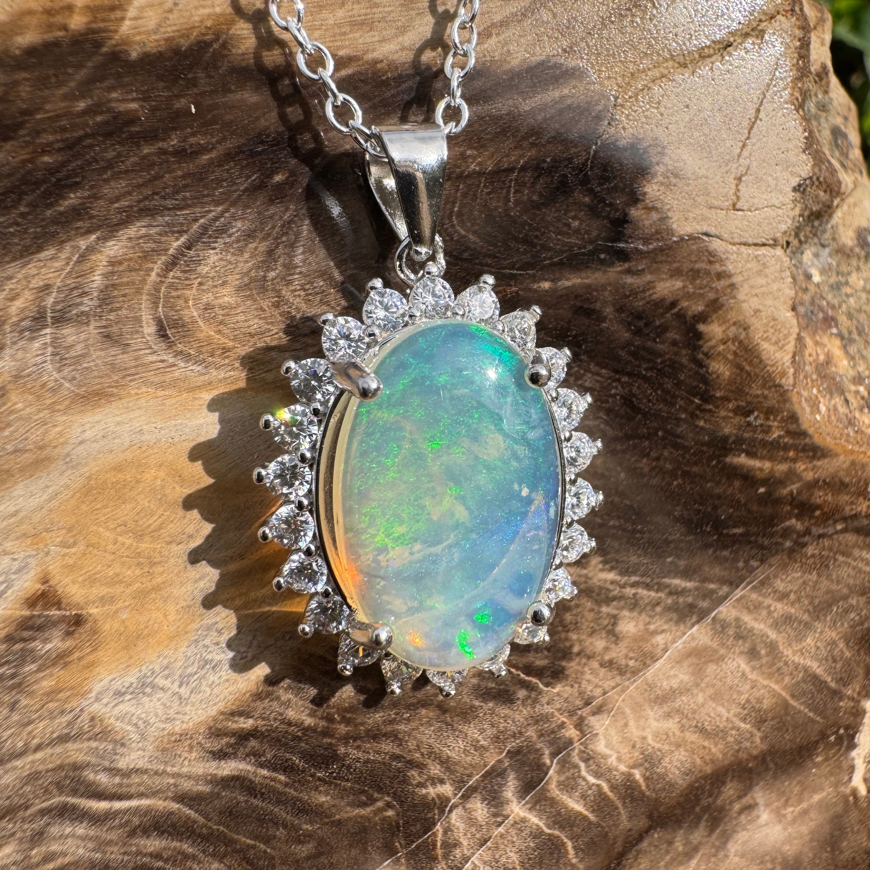 3.6ct Coober Pedy Crystal Opal Pendant Necklace ~ 'Numinbah Valley' | 925 Sterling Silver | Solid Australian Opal