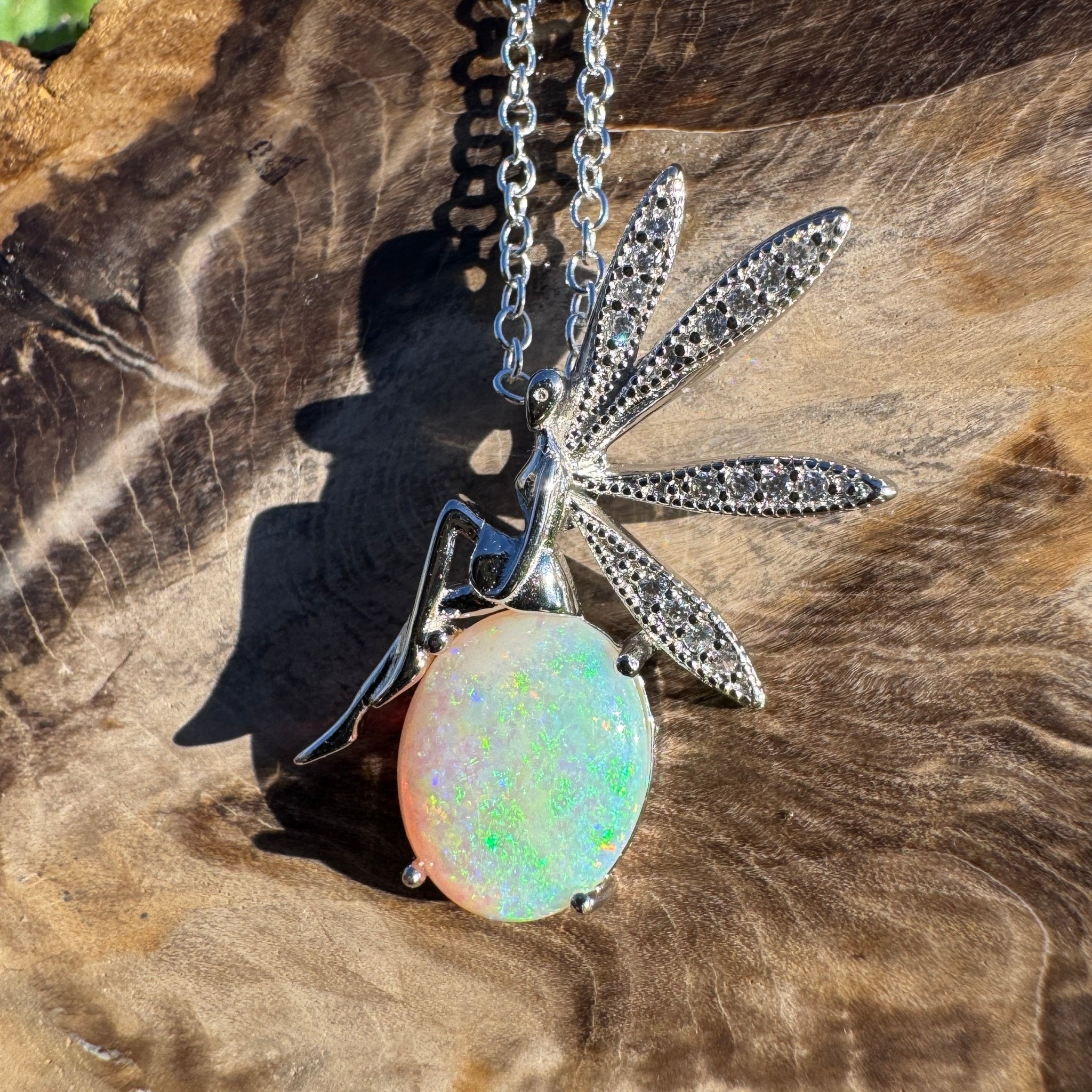 1.9ct Coober Pedy Opal Pendant Necklace ~ 'Lancelin Light' | 925 Sterling Silver | Solid Australian Opal