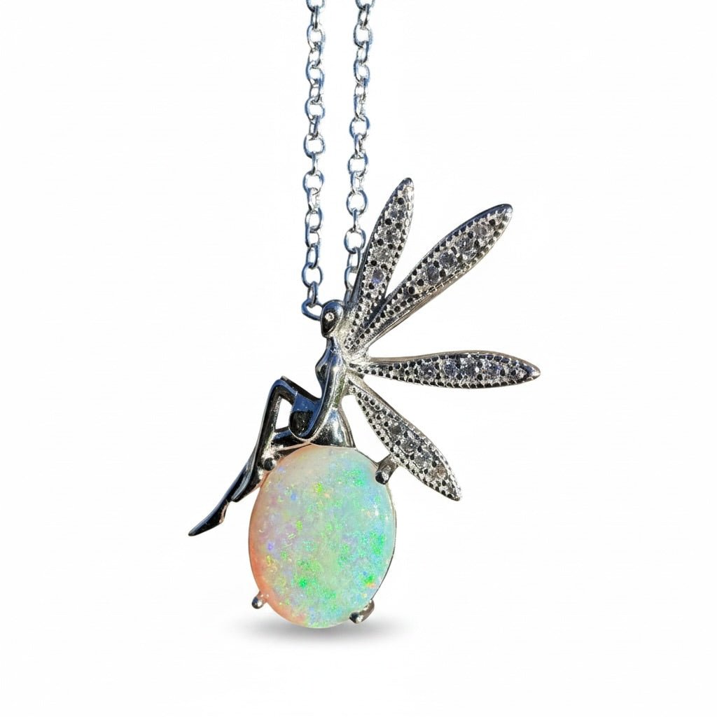 1.9ct Coober Pedy Opal Pendant Necklace ~ 'Lancelin Light' | 925 Sterling Silver | Solid Australian Opal