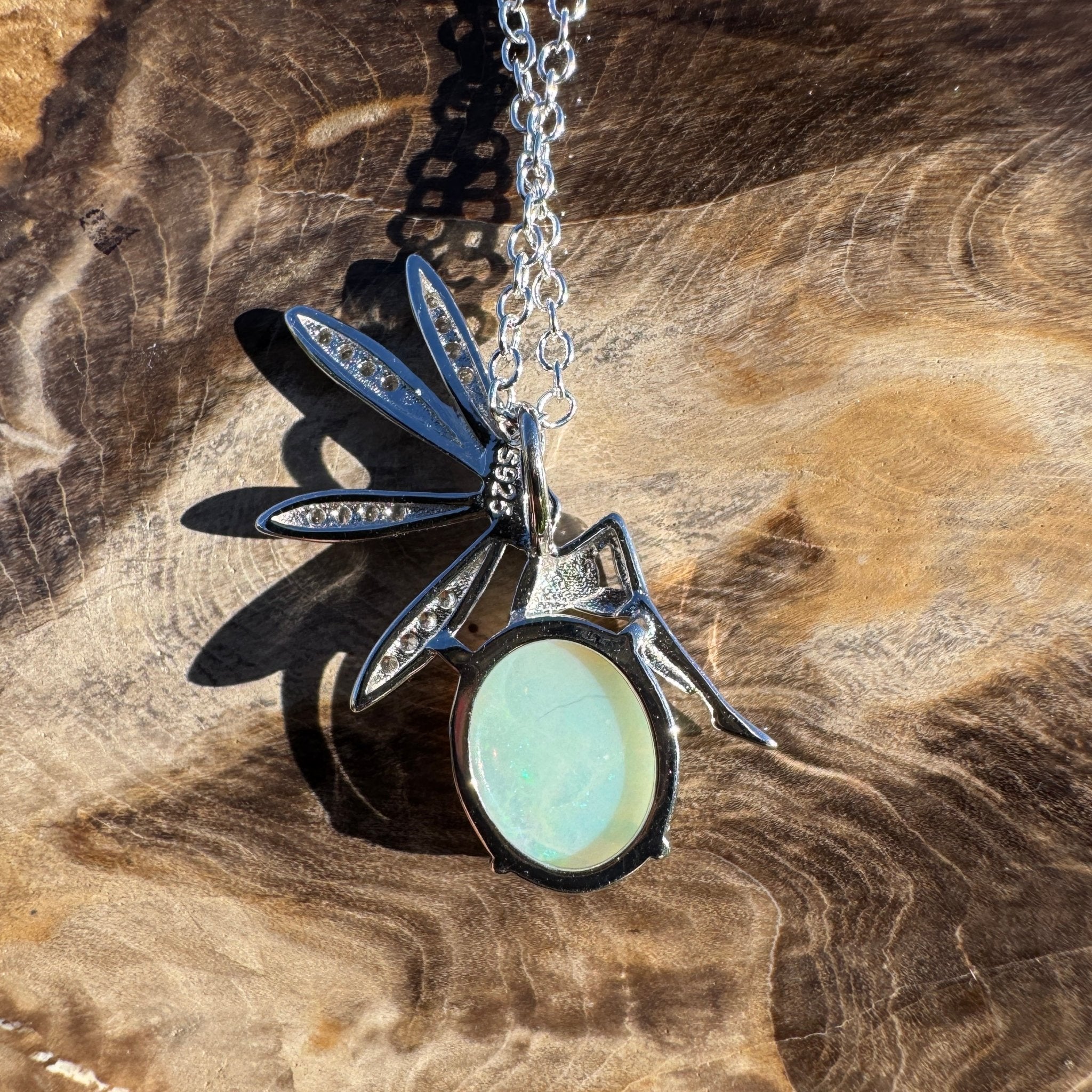 1.9ct Coober Pedy Opal Pendant Necklace ~ 'Lancelin Light' | 925 Sterling Silver | Solid Australian Opal