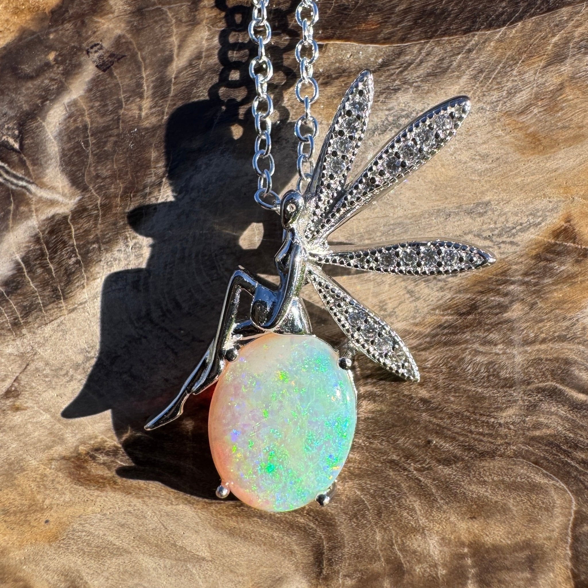1.9ct Coober Pedy Opal Pendant Necklace ~ 'Lancelin Light' | 925 Sterling Silver | Solid Australian Opal