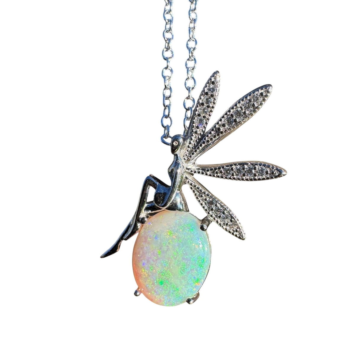 1.9ct Coober Pedy Opal Pendant Necklace ~ 'Lancelin Light' | 925 Sterling Silver | Solid Australian Opal