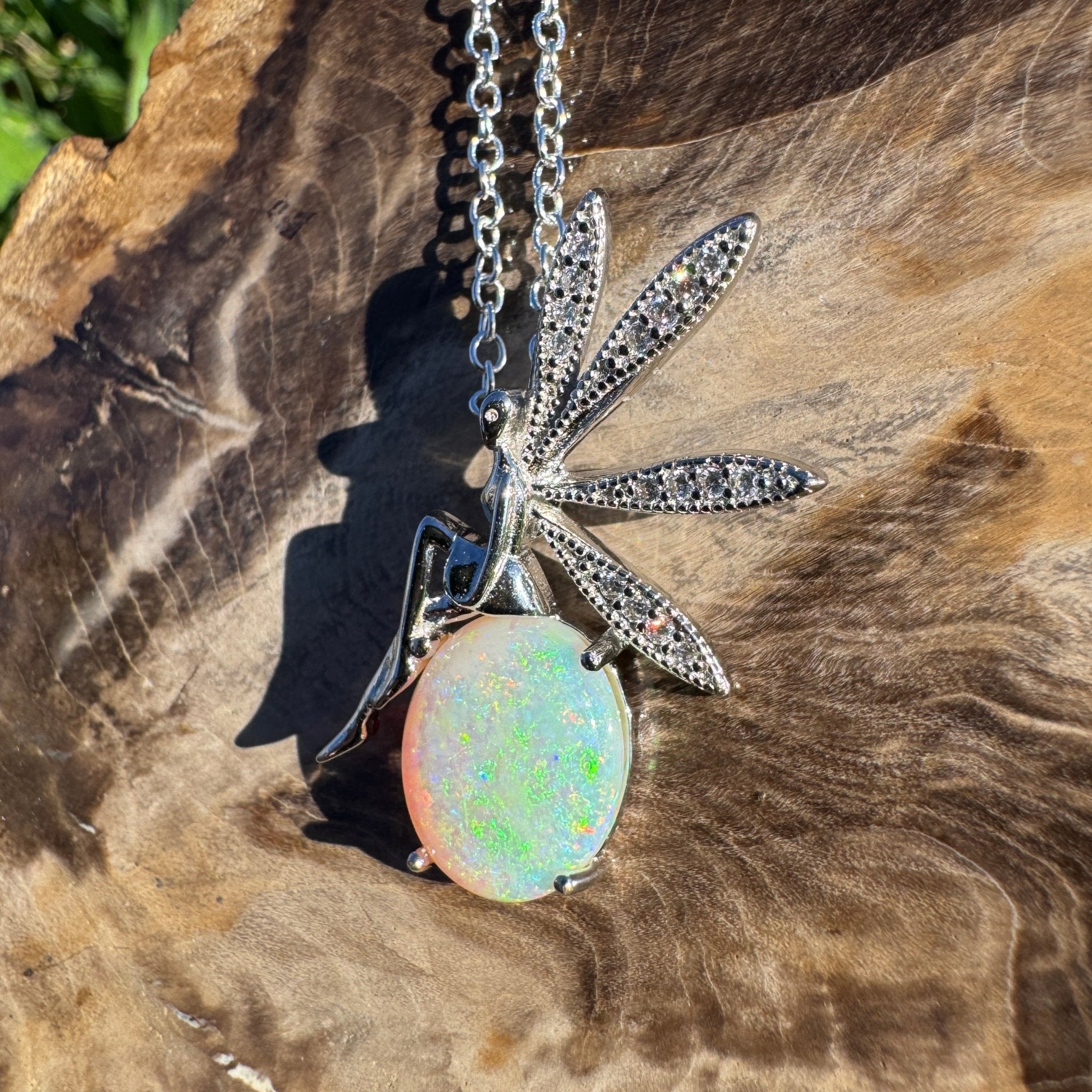 1.9ct Coober Pedy Opal Pendant Necklace ~ 'Lancelin Light' | 925 Sterling Silver | Solid Australian Opal