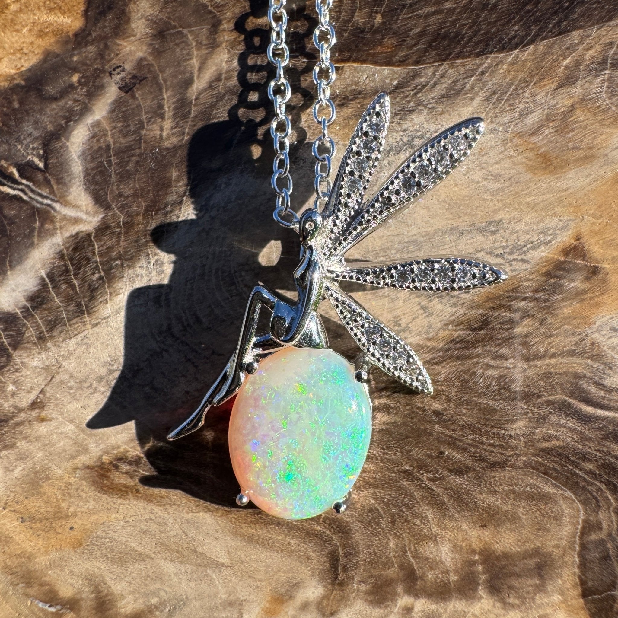 1.9ct Coober Pedy Opal Pendant Necklace ~ 'Lancelin Light' | 925 Sterling Silver | Solid Australian Opal