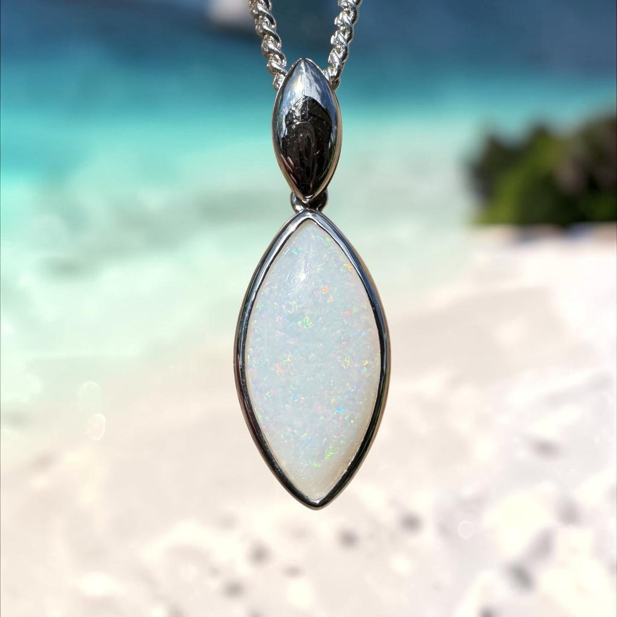1.9ct Coober Pedy Opal Pendant Necklace ~ 'Penola Flicker' | 925 Sterling Silver | Solid Australian Opal