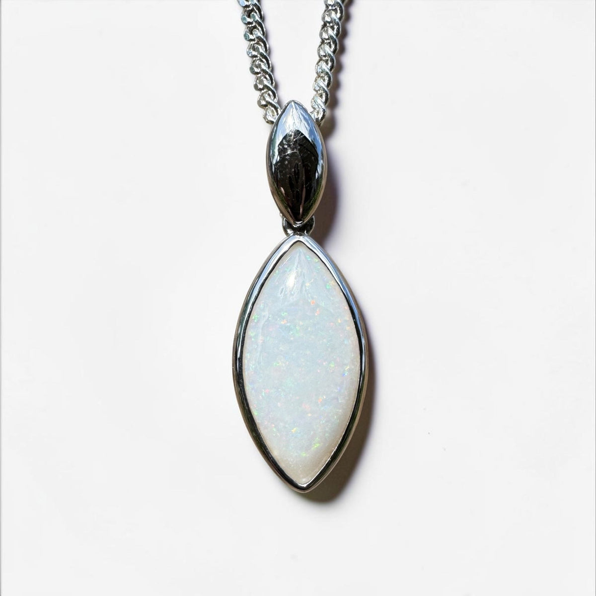 1.9ct Coober Pedy Opal Pendant Necklace ~ 'Penola Flicker' | 925 Sterling Silver | Solid Australian Opal