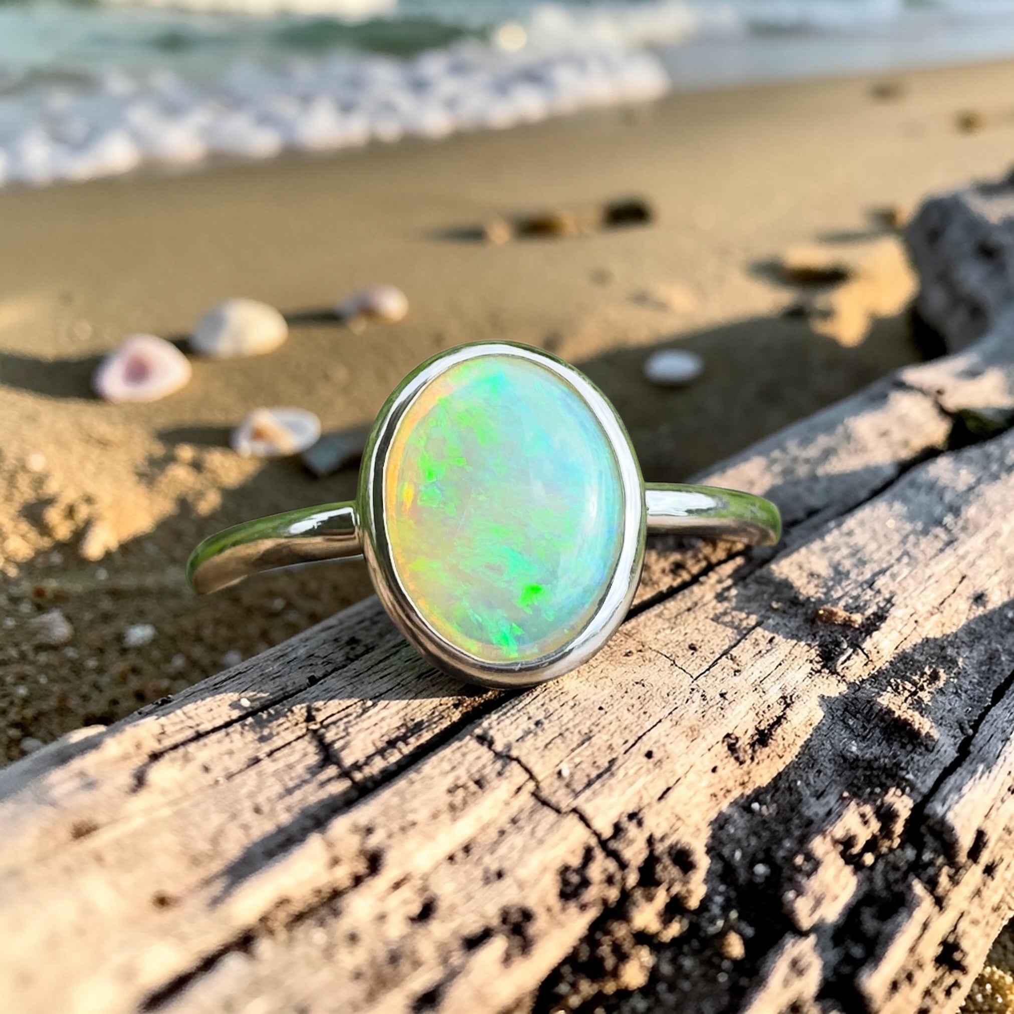 1ct Coober Pedy Crystal Opal Ring ~ 'Fitzgerald Surge' | 925 Sterling Silver | Solid Australian Opal