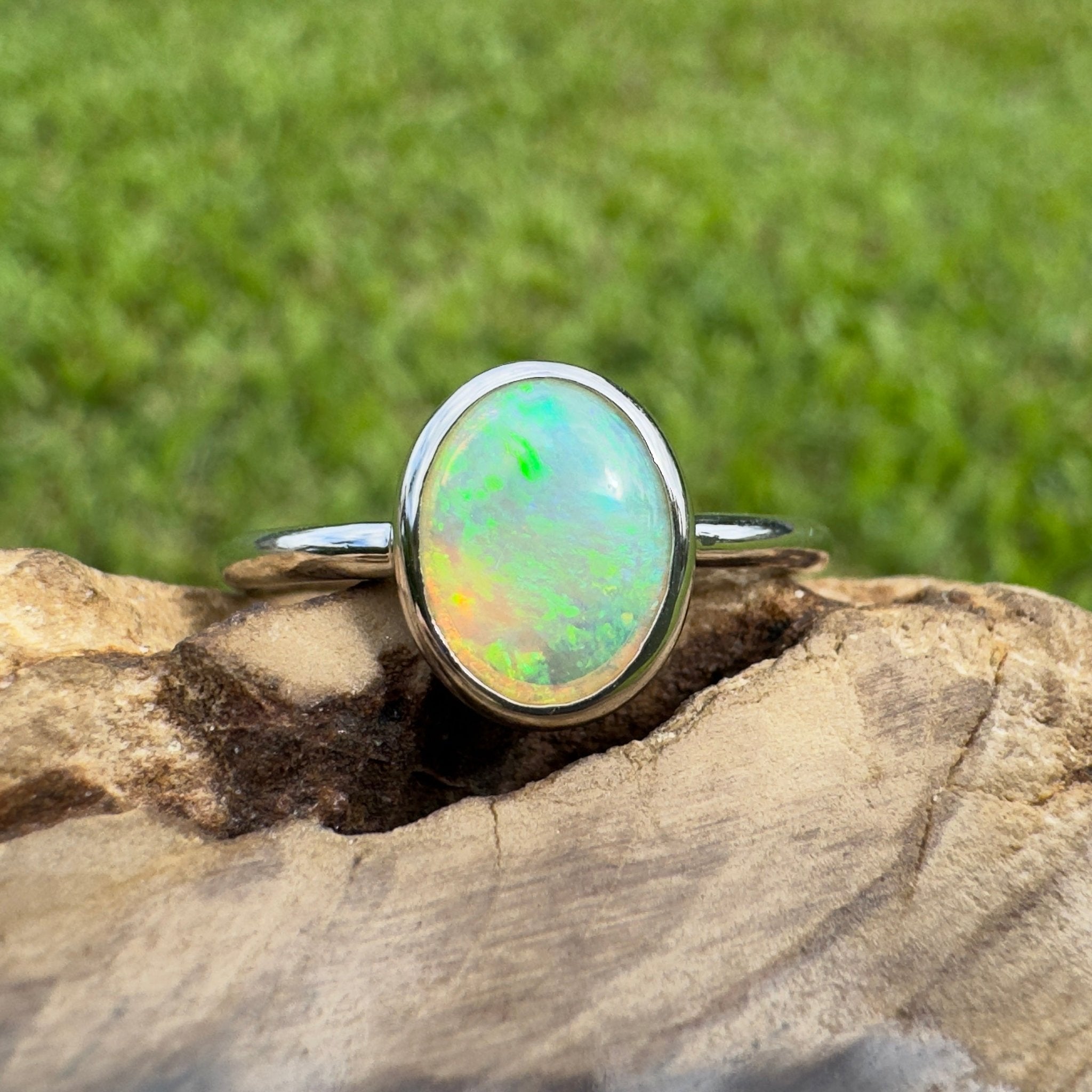 1ct Coober Pedy Crystal Opal Ring ~ 'Fitzgerald Surge' | 925 Sterling Silver | Solid Australian Opal