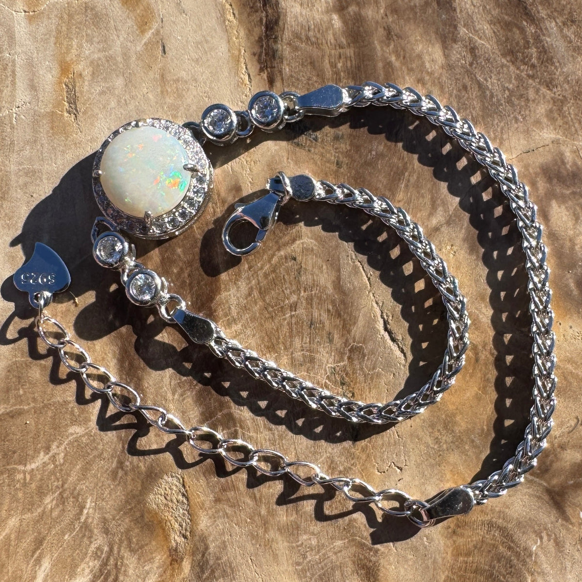 1ct Coober Pedy Opal Bracelet ~ 'Ballina Current' | 925 Sterling Silver | Solid Australian Opal