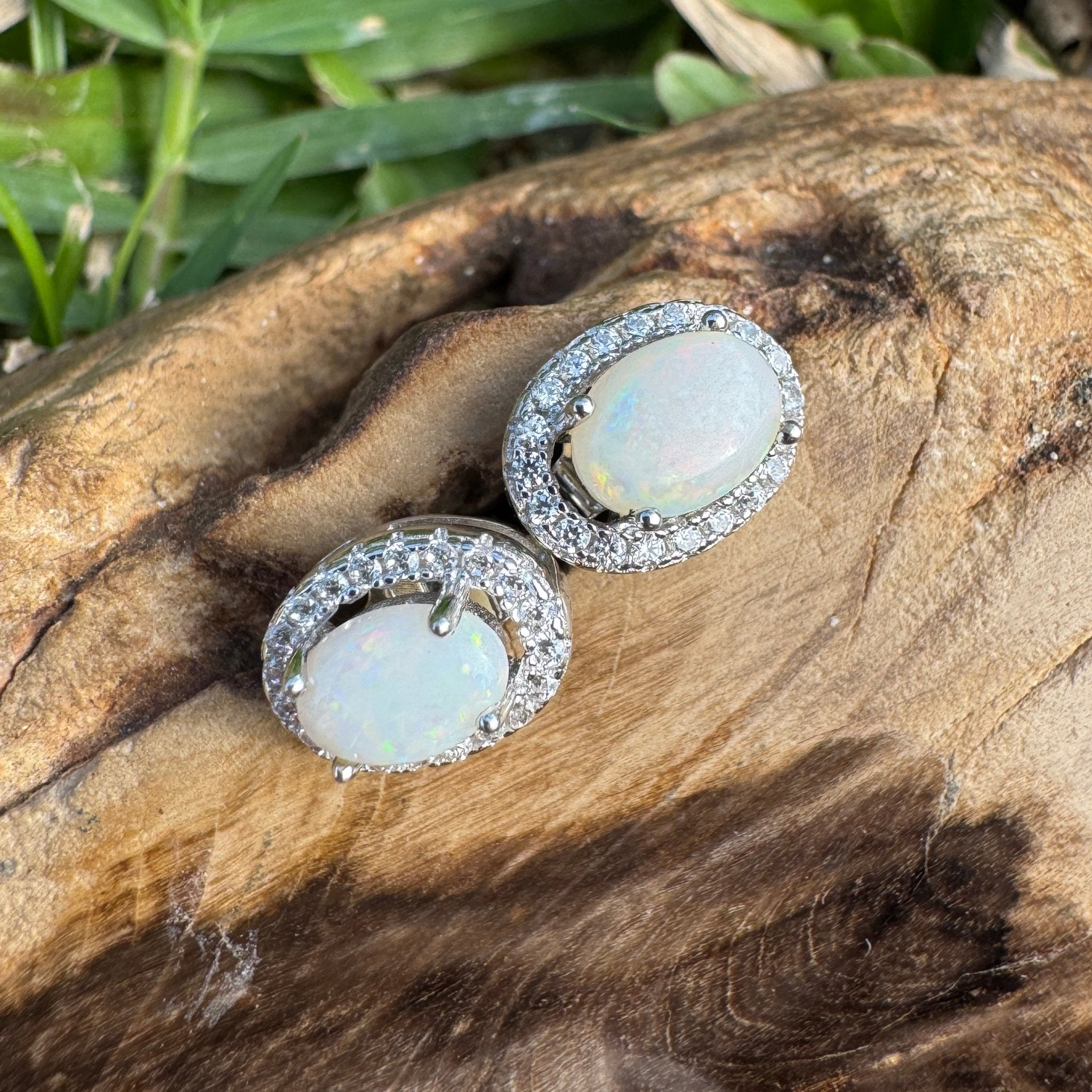 1ct Coober Pedy Opal Earrings ~ 'Atherton Mist' | 925 Sterling Silver | Solid Australian Opal