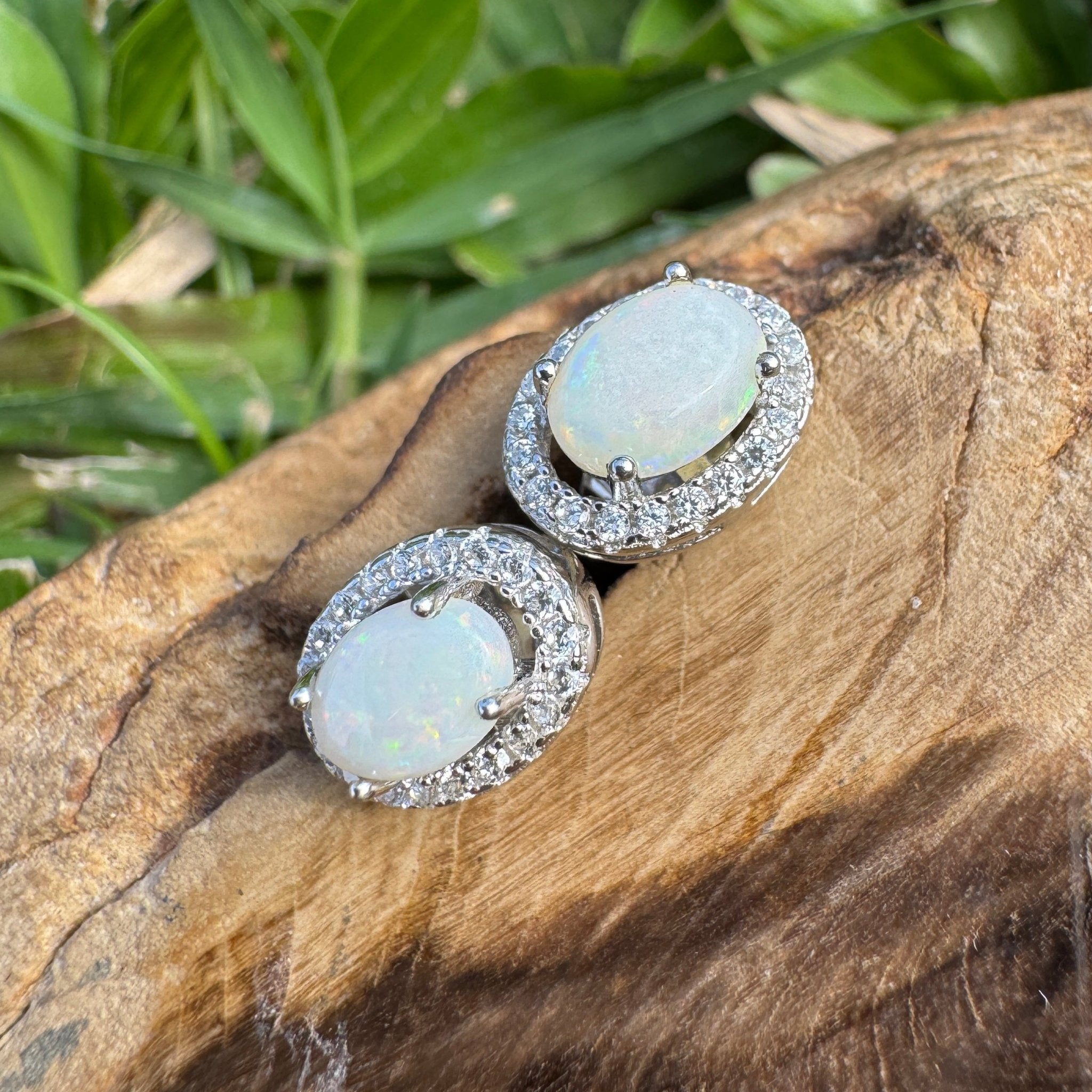 1ct Coober Pedy Opal Earrings ~ 'Atherton Mist' | 925 Sterling Silver | Solid Australian Opal