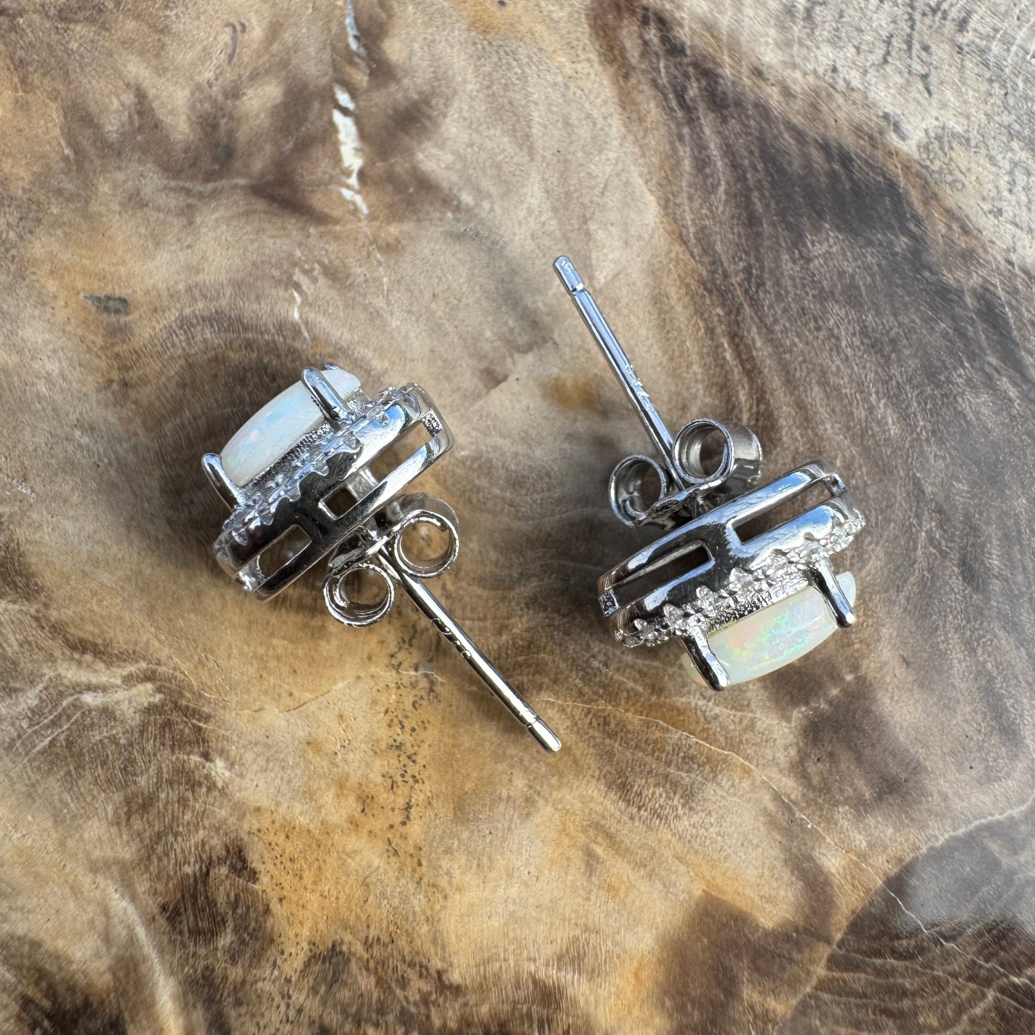 1ct Coober Pedy Opal Earrings ~ 'Atherton Mist' | 925 Sterling Silver | Solid Australian Opal