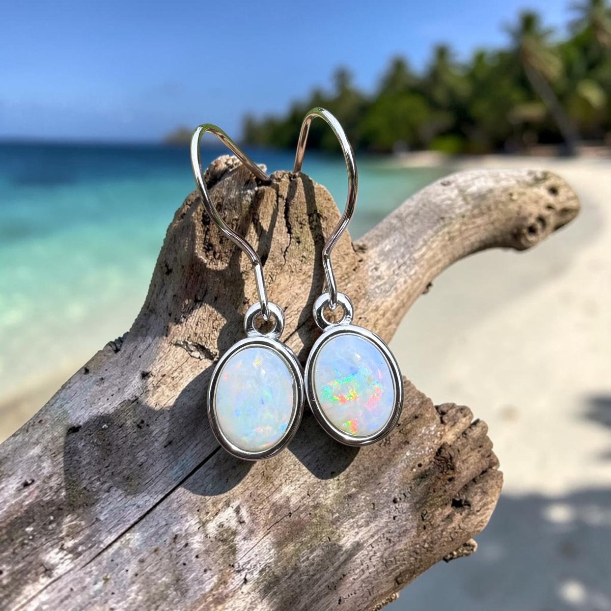 1ct Coober Pedy Opal Hook Earrings ~ 'Bunya Blossom' | 925 Sterling Silver | Solid Australian Opal
