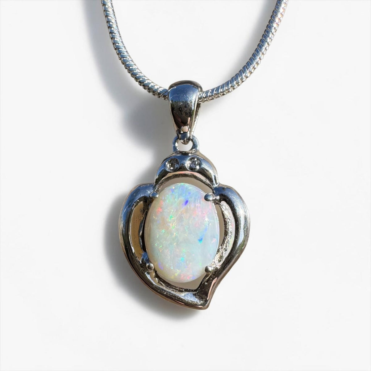 1ct Coober Pedy Opal Pendant Necklace ~ 'Corryong Glow' | 925 Sterling Silver | Solid Australian Opal