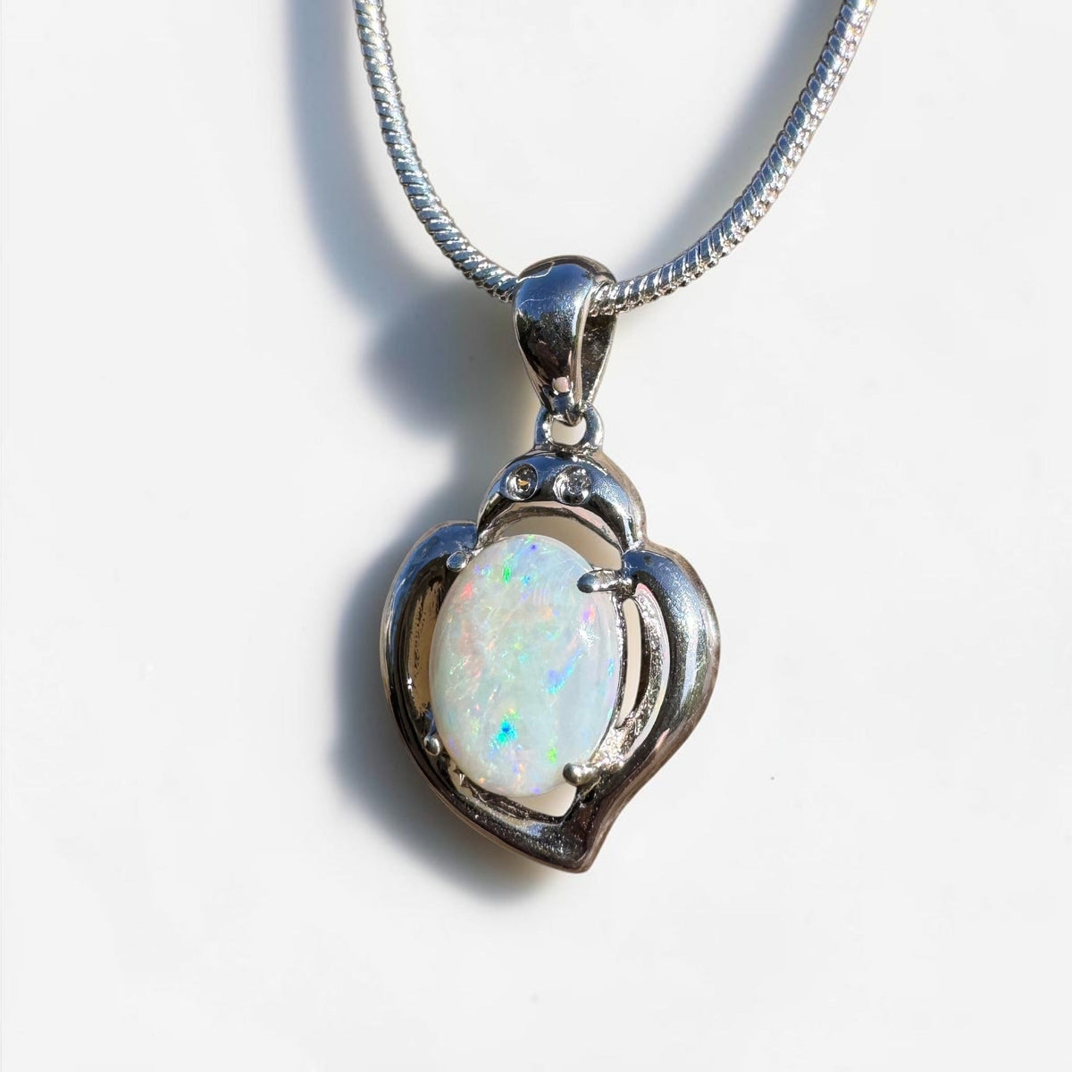 1ct Coober Pedy Opal Pendant Necklace ~ 'Corryong Glow' | 925 Sterling Silver | Solid Australian Opal